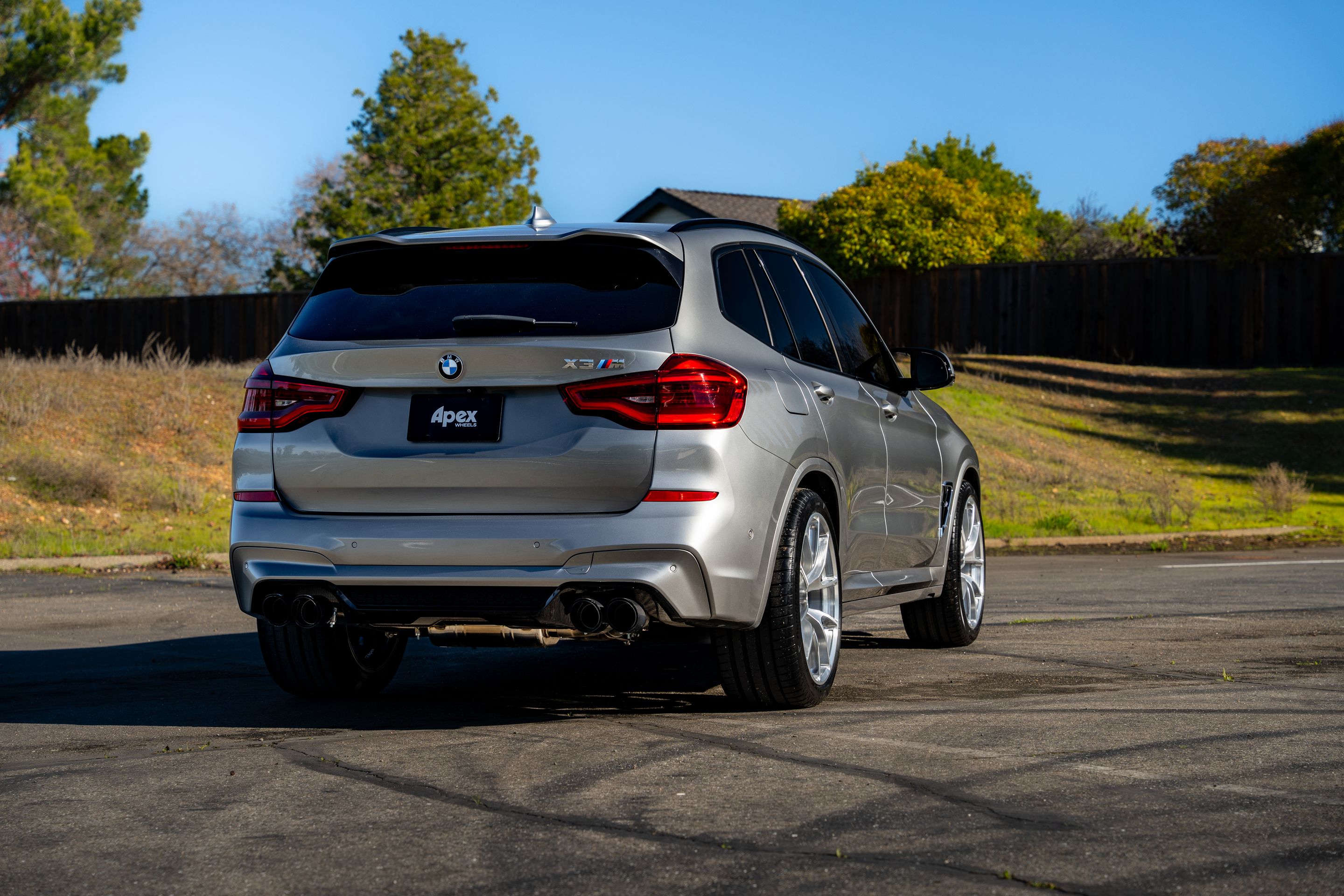 Silver BMW F97 X3M with 21" VS-5RX Apex wheels in Brushed Clear
