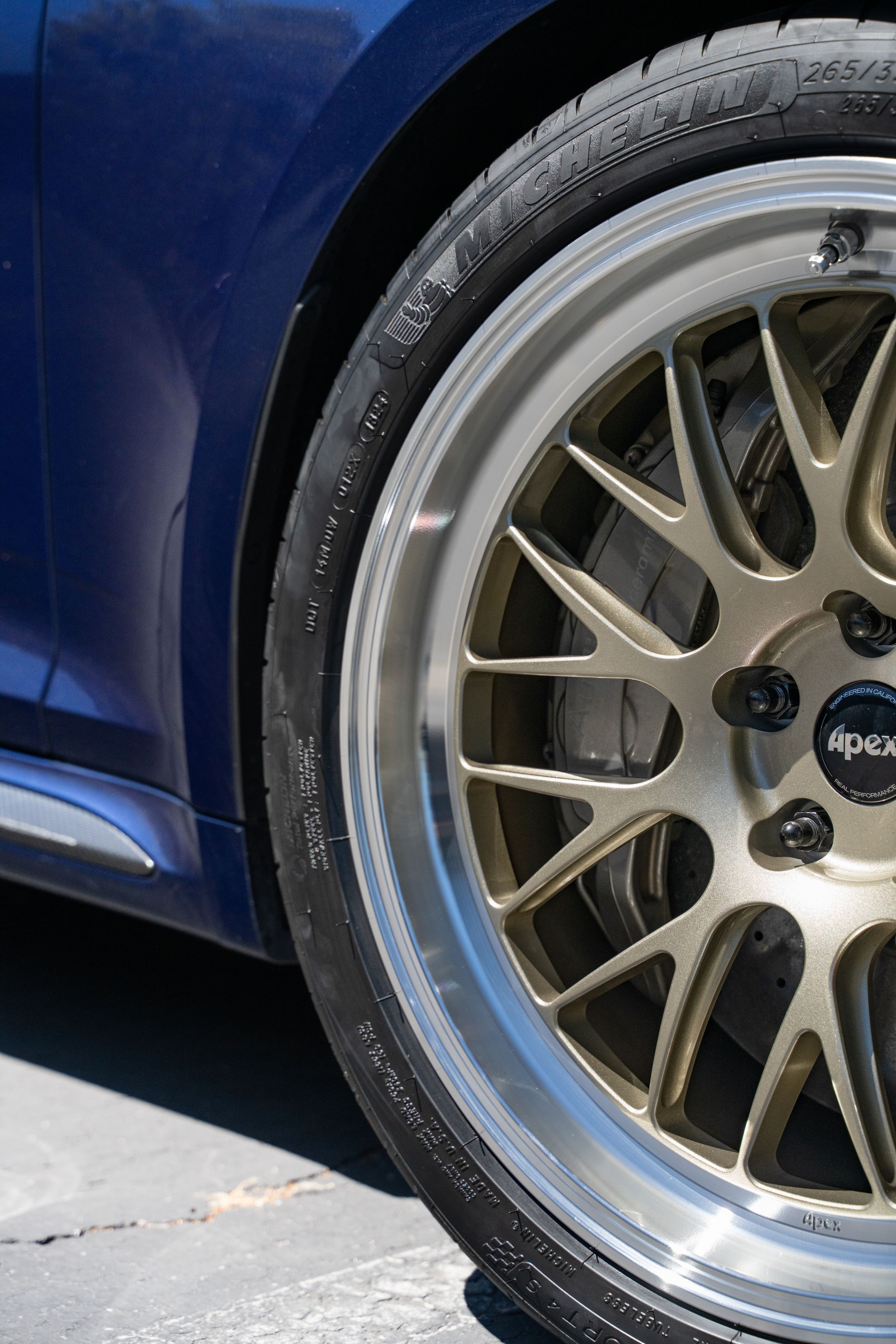 Blue Audi B9 RS 5 Sportback with 19" ML-10RT Apex wheels in Machined Lip Gloss Motorsport Gold