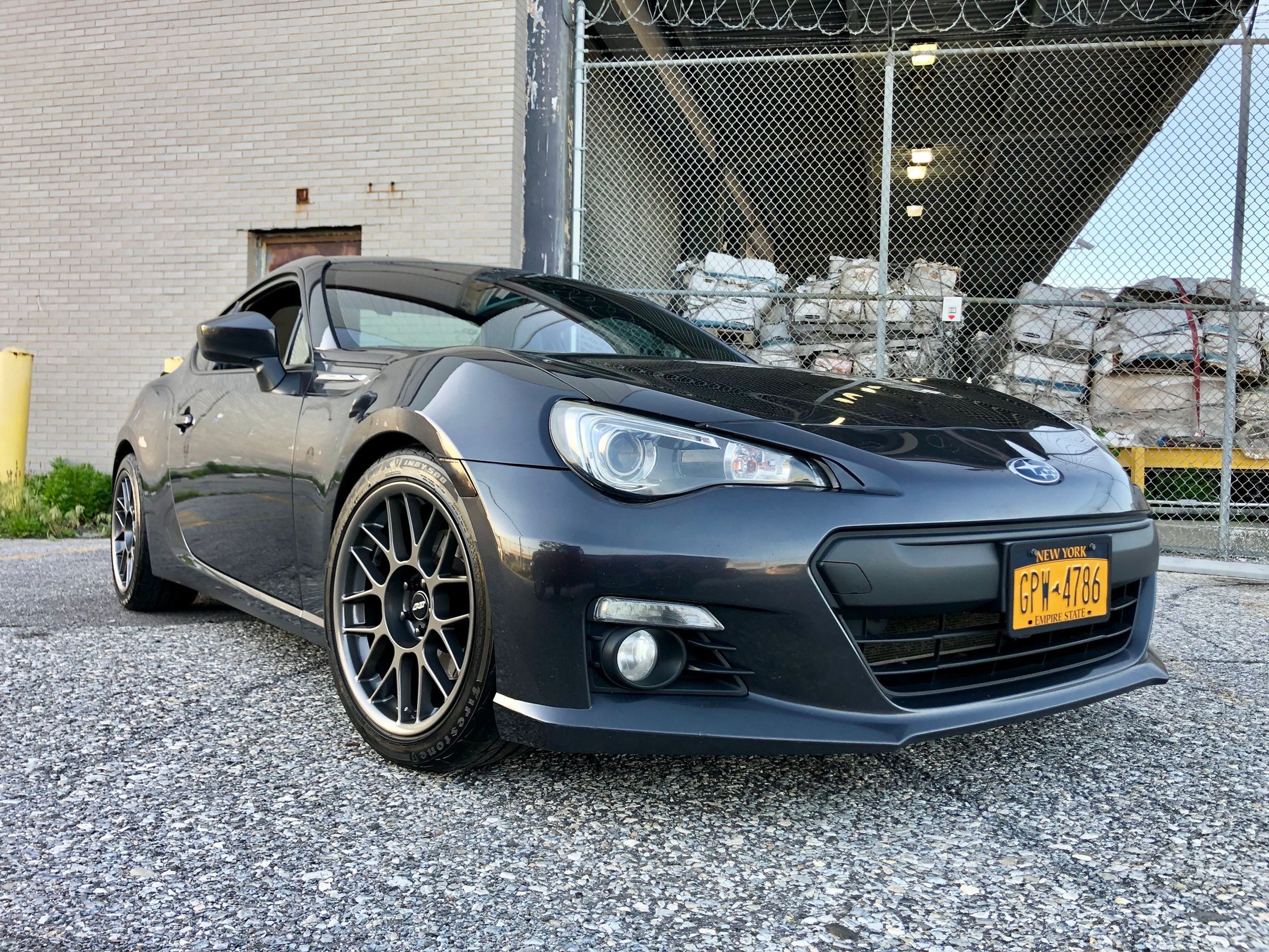 Grey Subaru ZC6 / Gen 1 BRZ with 17" ARC-8 Apex wheels in Anthracite