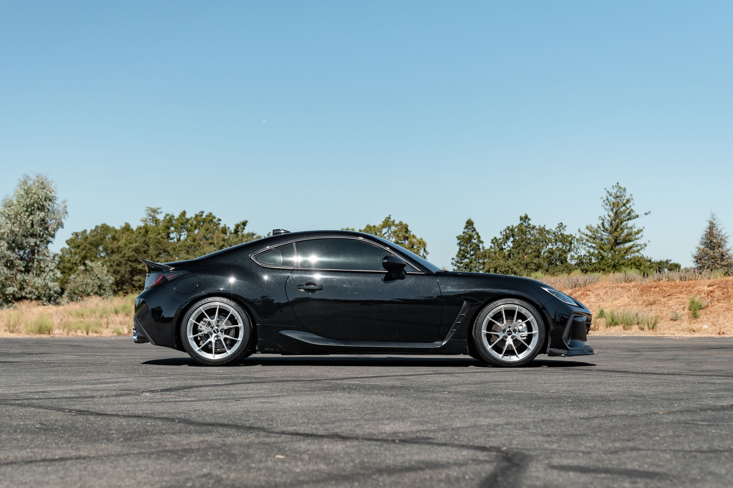 Black Subaru ZD8 / Gen 2 BRZ with 18" VS-5RS Apex wheels in Brushed Clear