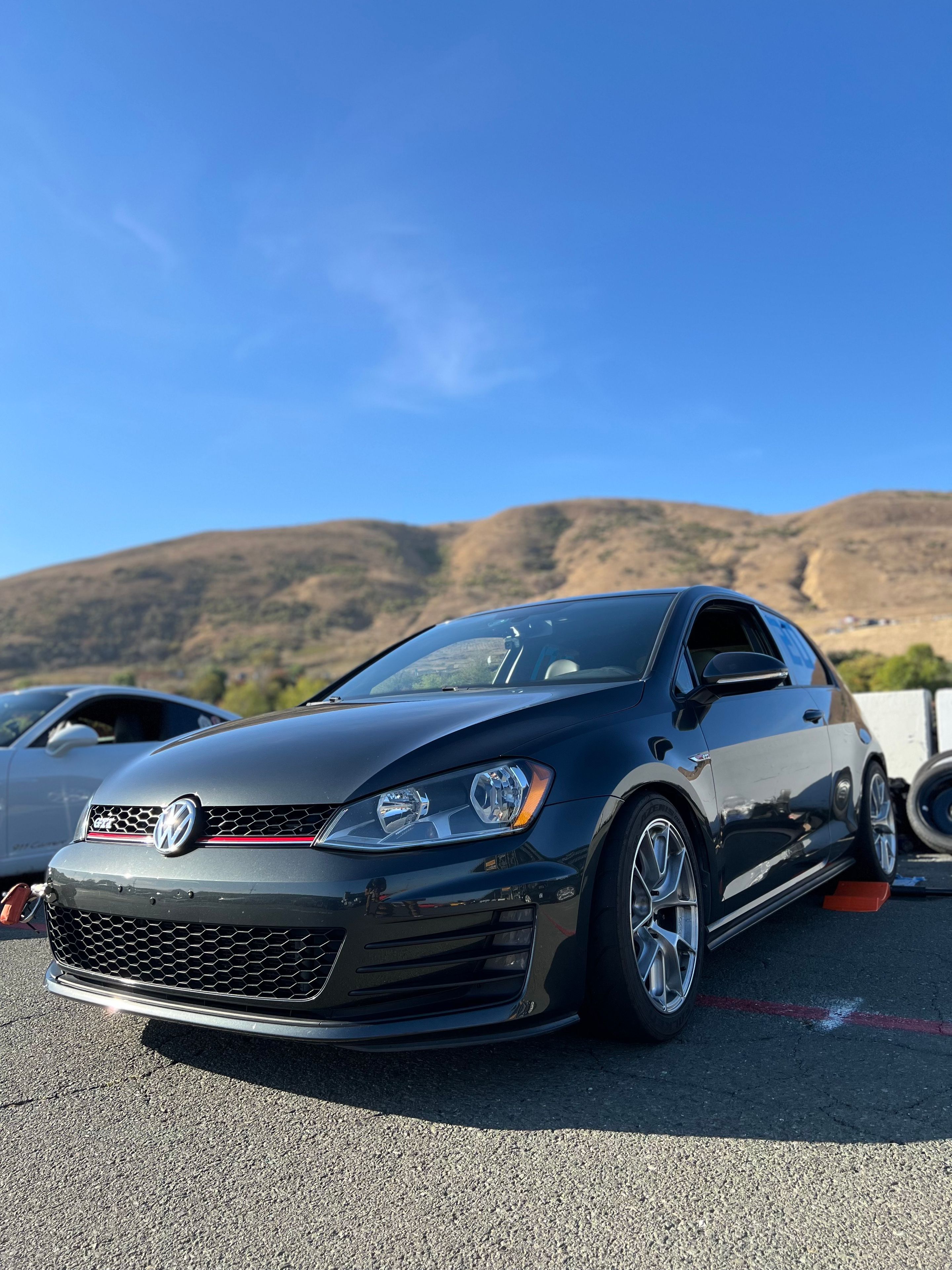 Grey VW MK7 GTI with 17" VS-5RS Apex wheels in Brushed Clear