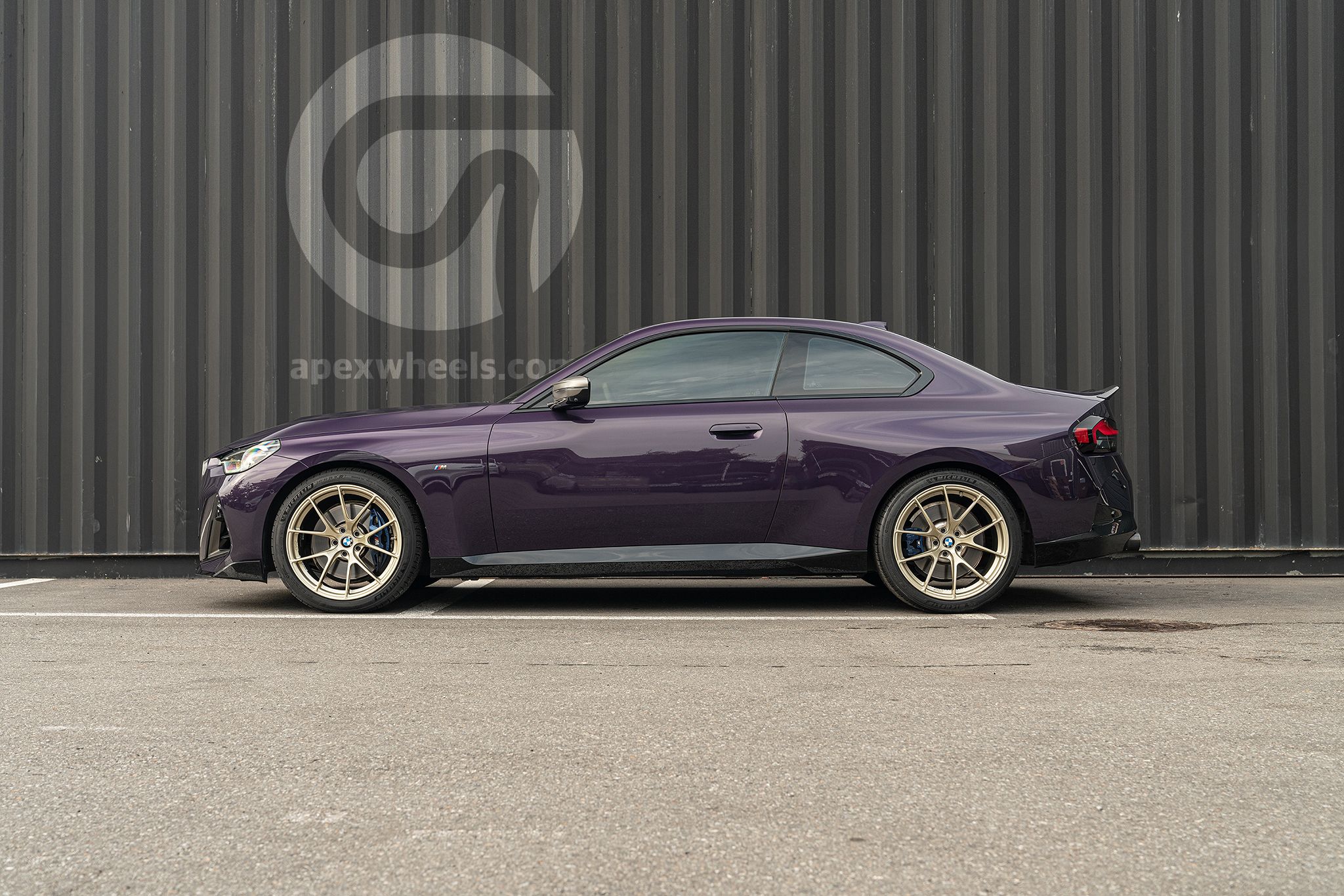 Purple BMW G42 2 Series with 19" VS-5RS Apex wheels in Motorsport Gold