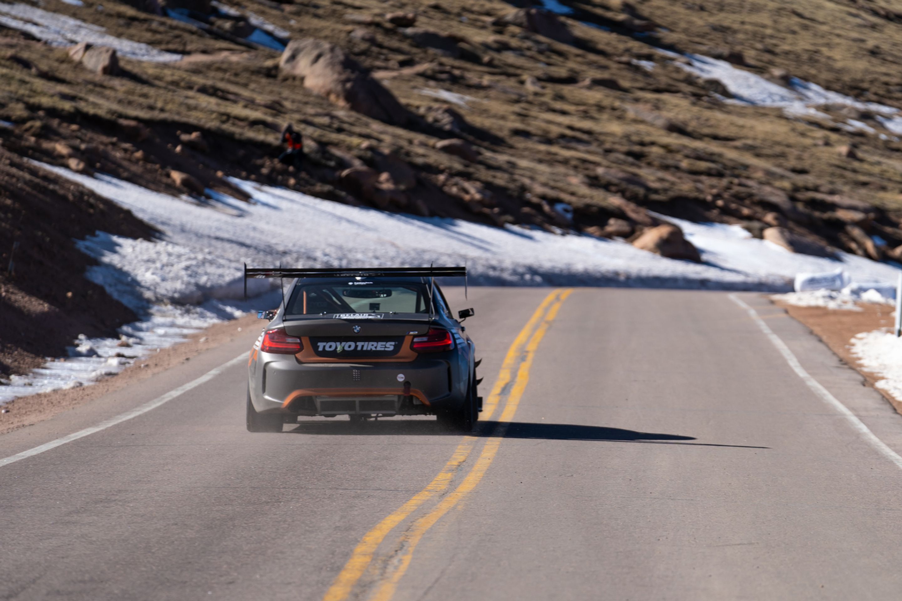 Grey BMW F87 M2 with 18" FL-5 Apex wheels in Satin Black