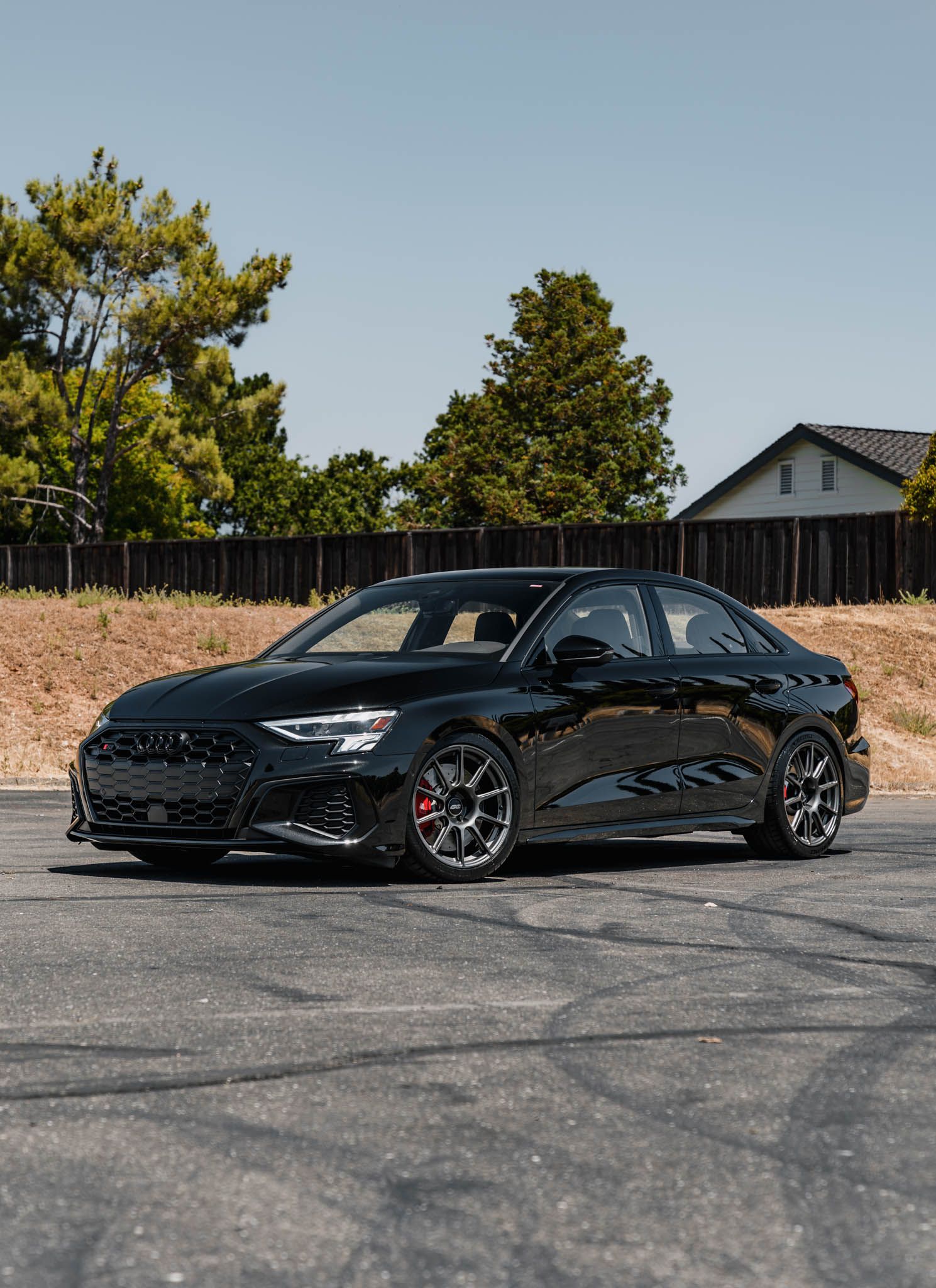 Black Audi 8Y S3 with 18" SM-10 Apex wheels in Anthracite