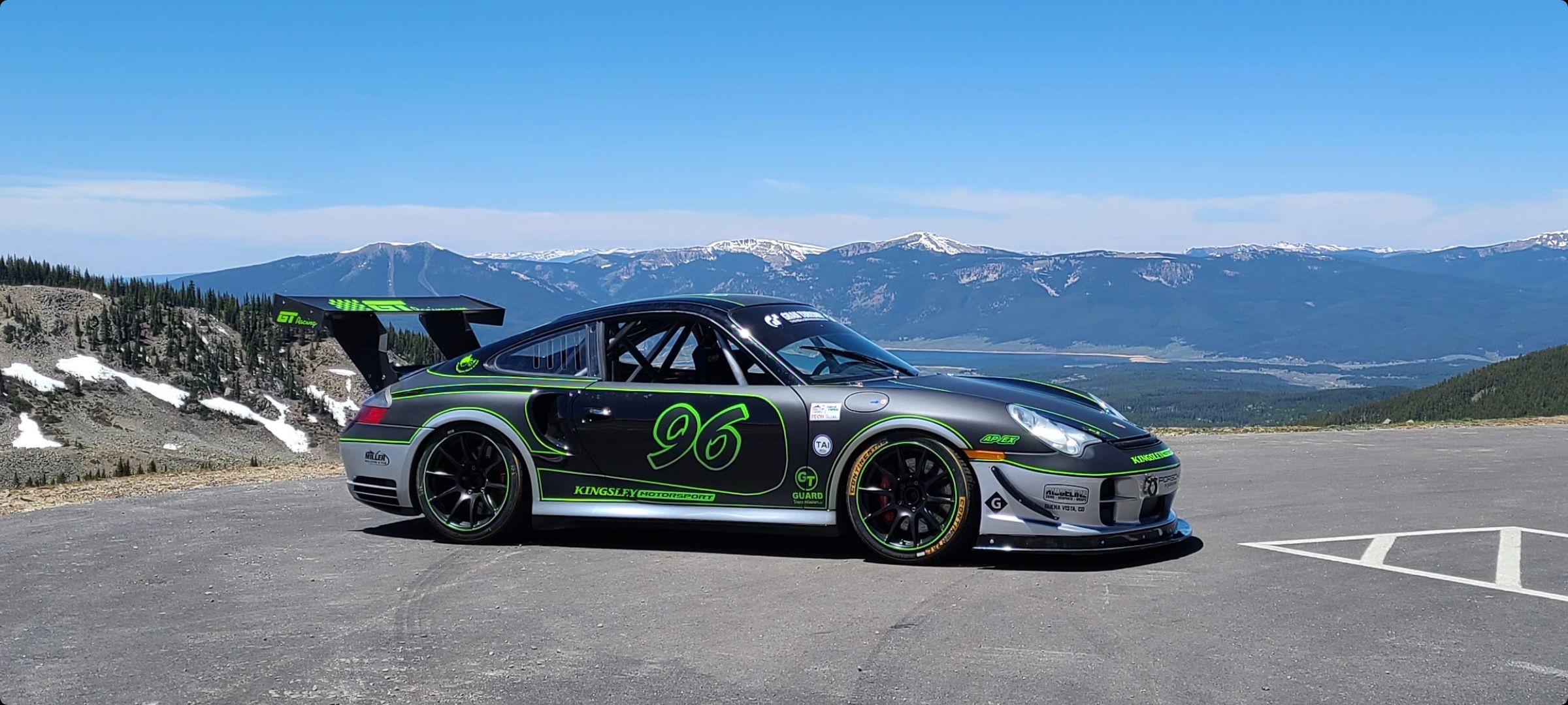 Grey Porsche 911 996 Turbo with 18" SM-10 Apex wheels in Satin Black