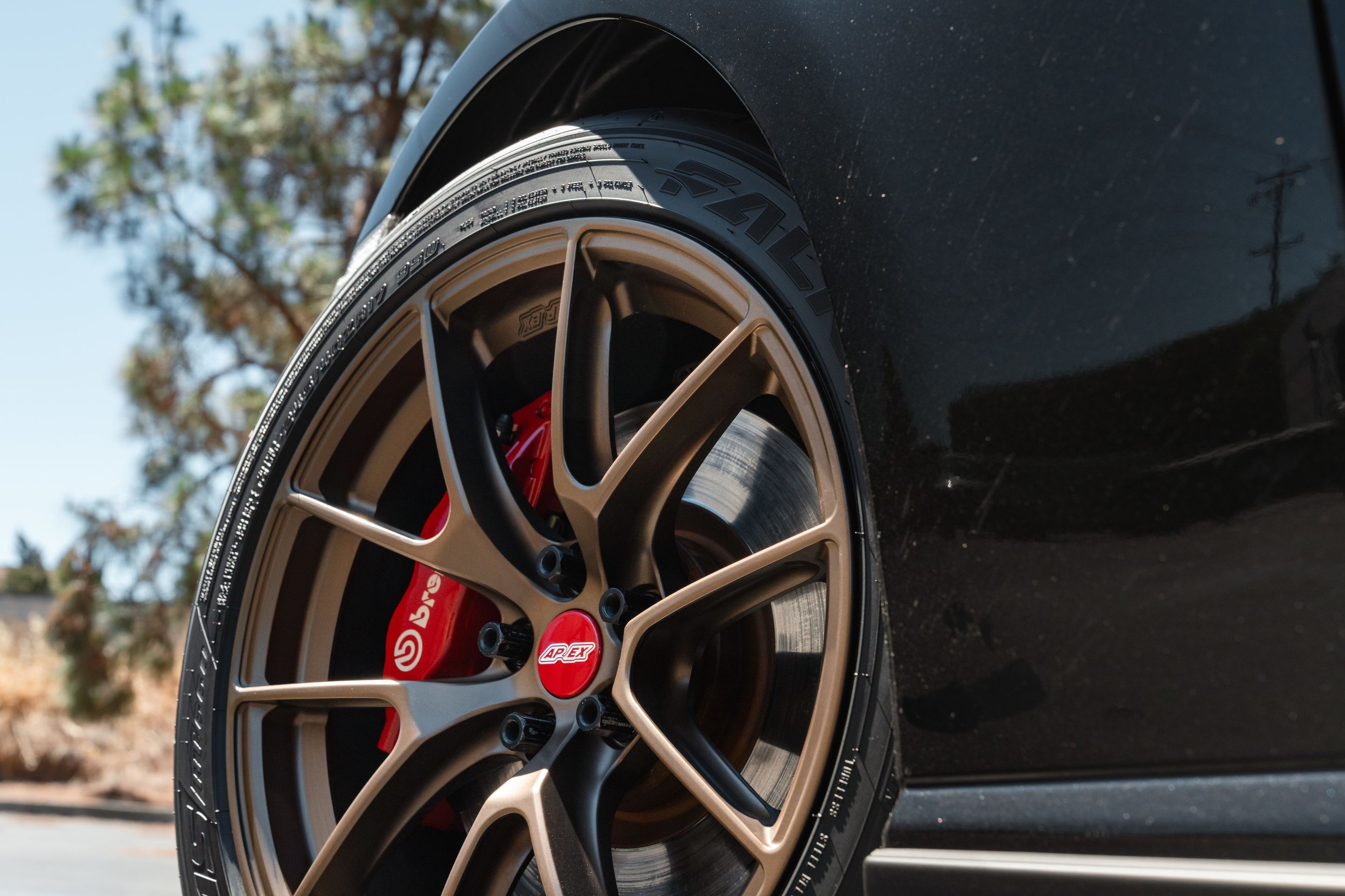 Black Subaru ZC6 / Gen 1 BRZ with 17" VS-5RS Apex wheels in Satin Bronze