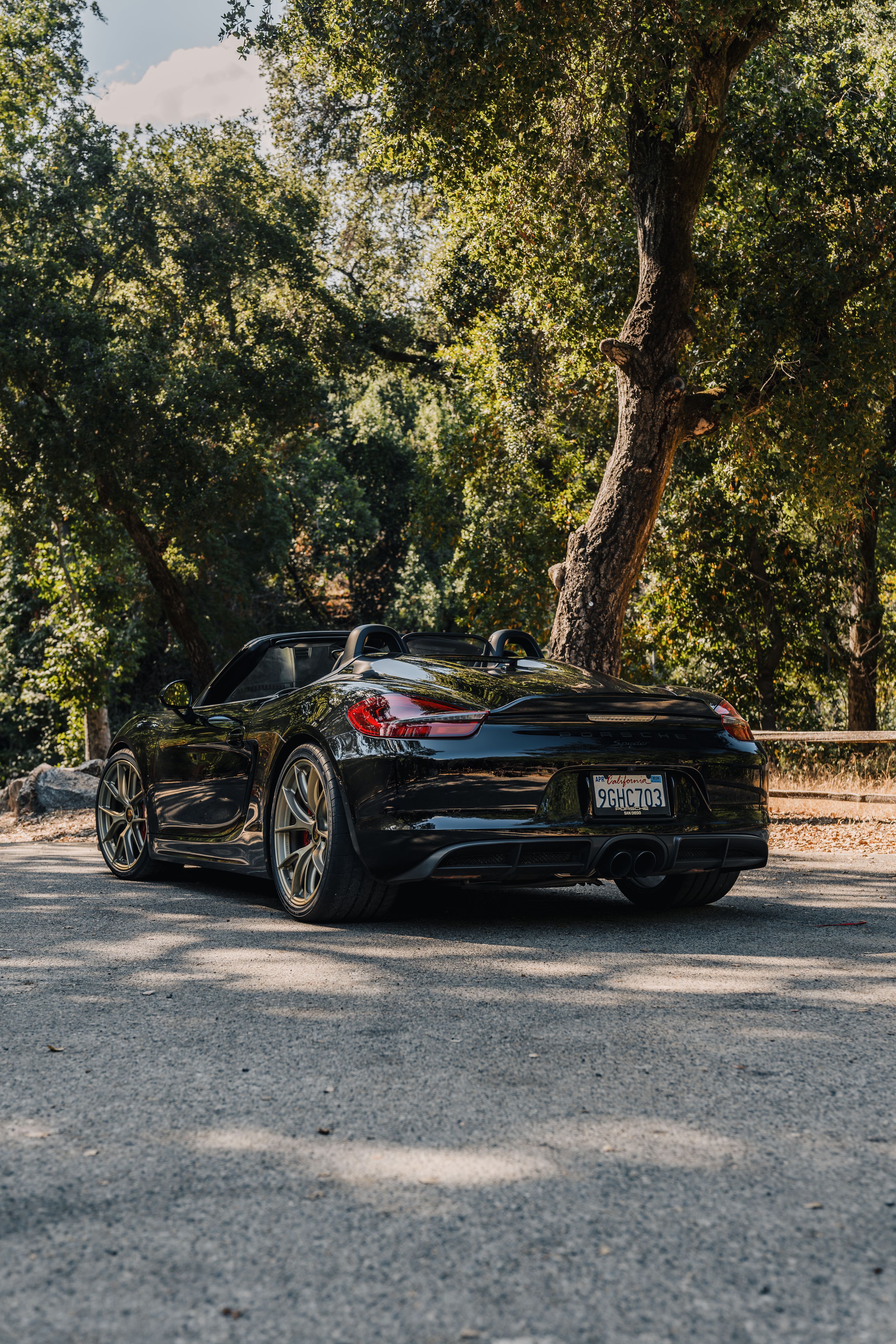 Black Porsche 981 Spyder with 20" VS-5RS Apex wheels in Motorsport Gold