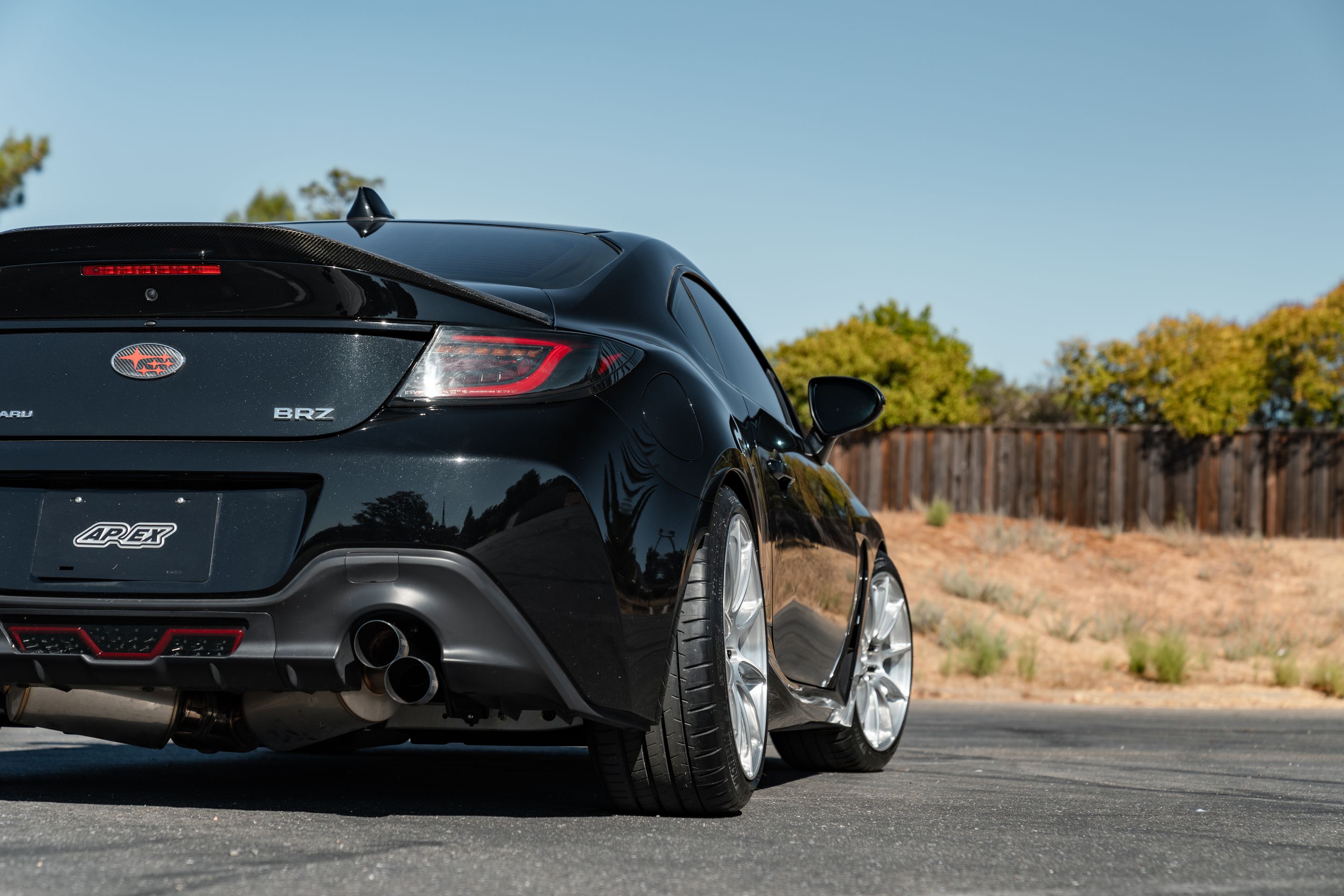 Black Subaru ZD8 / Gen 2 BRZ with 18" SM-10RS Apex wheels in Brushed Clear