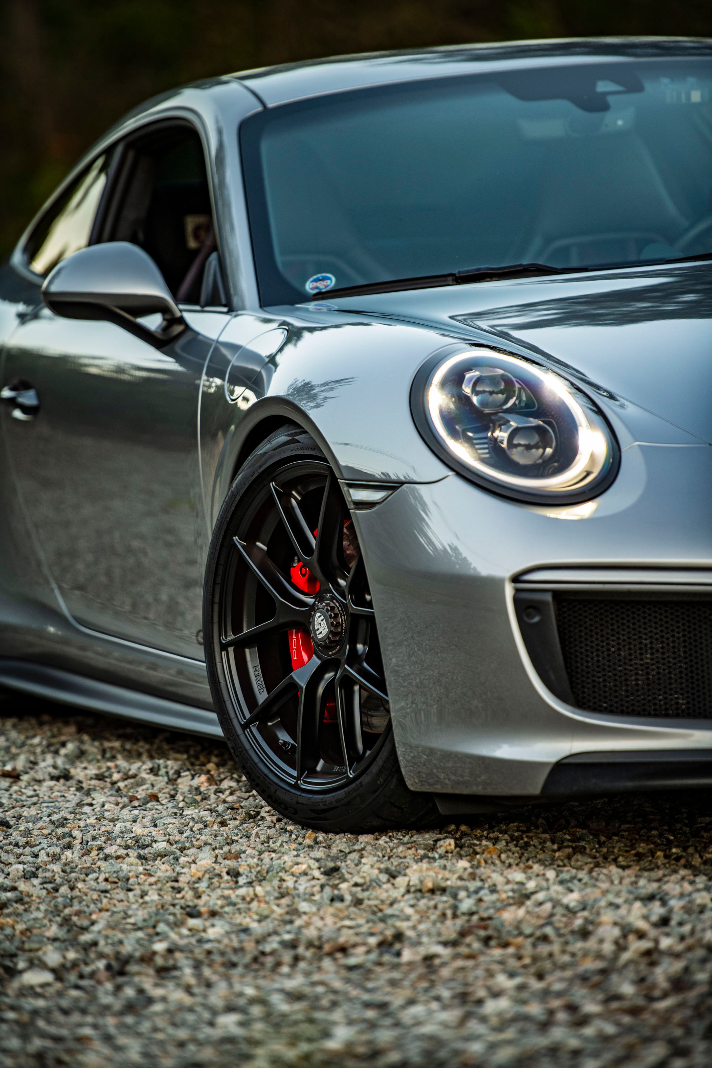 Grey Porsche 911 991.2 Carrera GTS with 19" VS-5RS Apex wheels in Satin Black