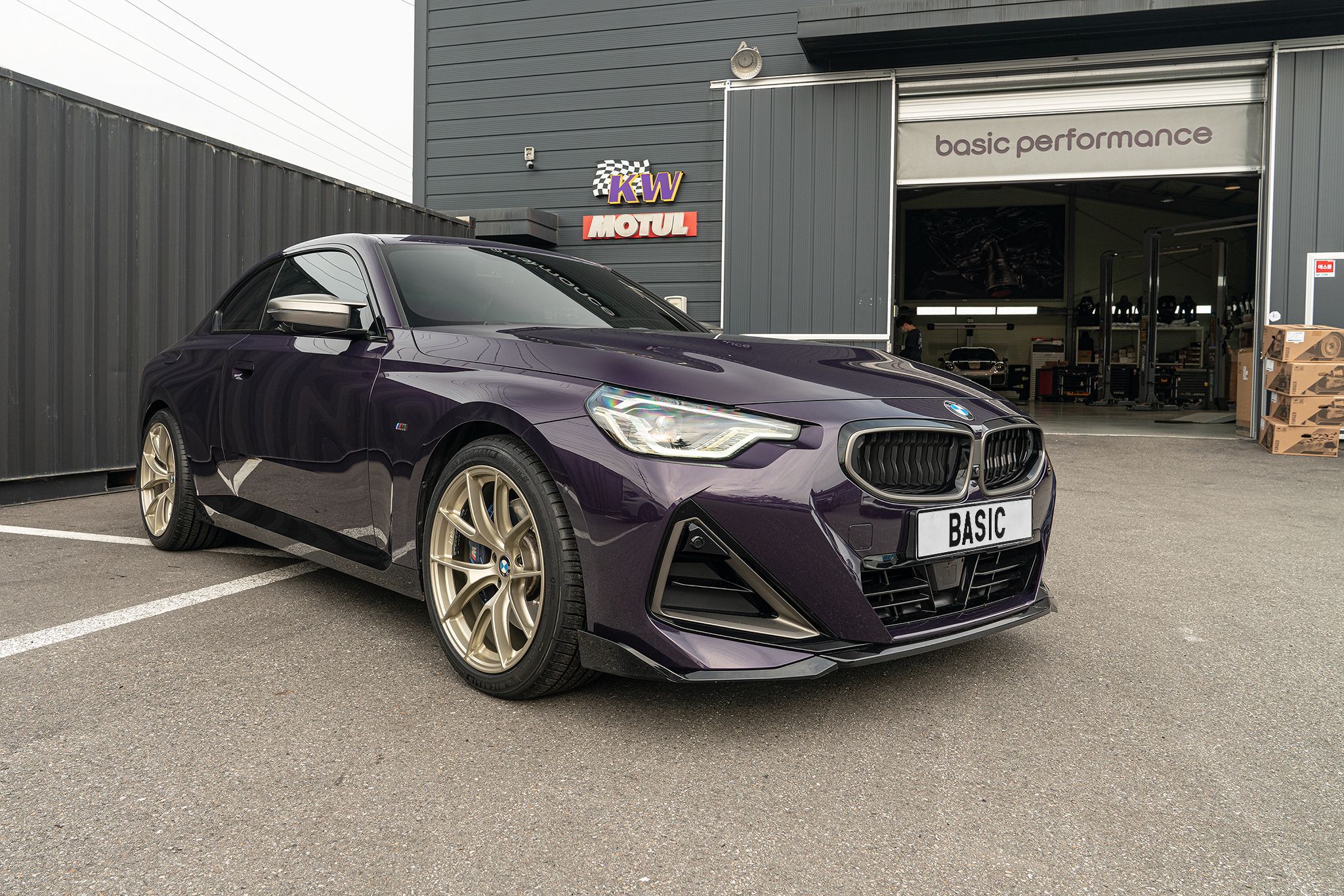 Purple BMW G42 2 Series with 19" VS-5RS Apex wheels in Motorsport Gold