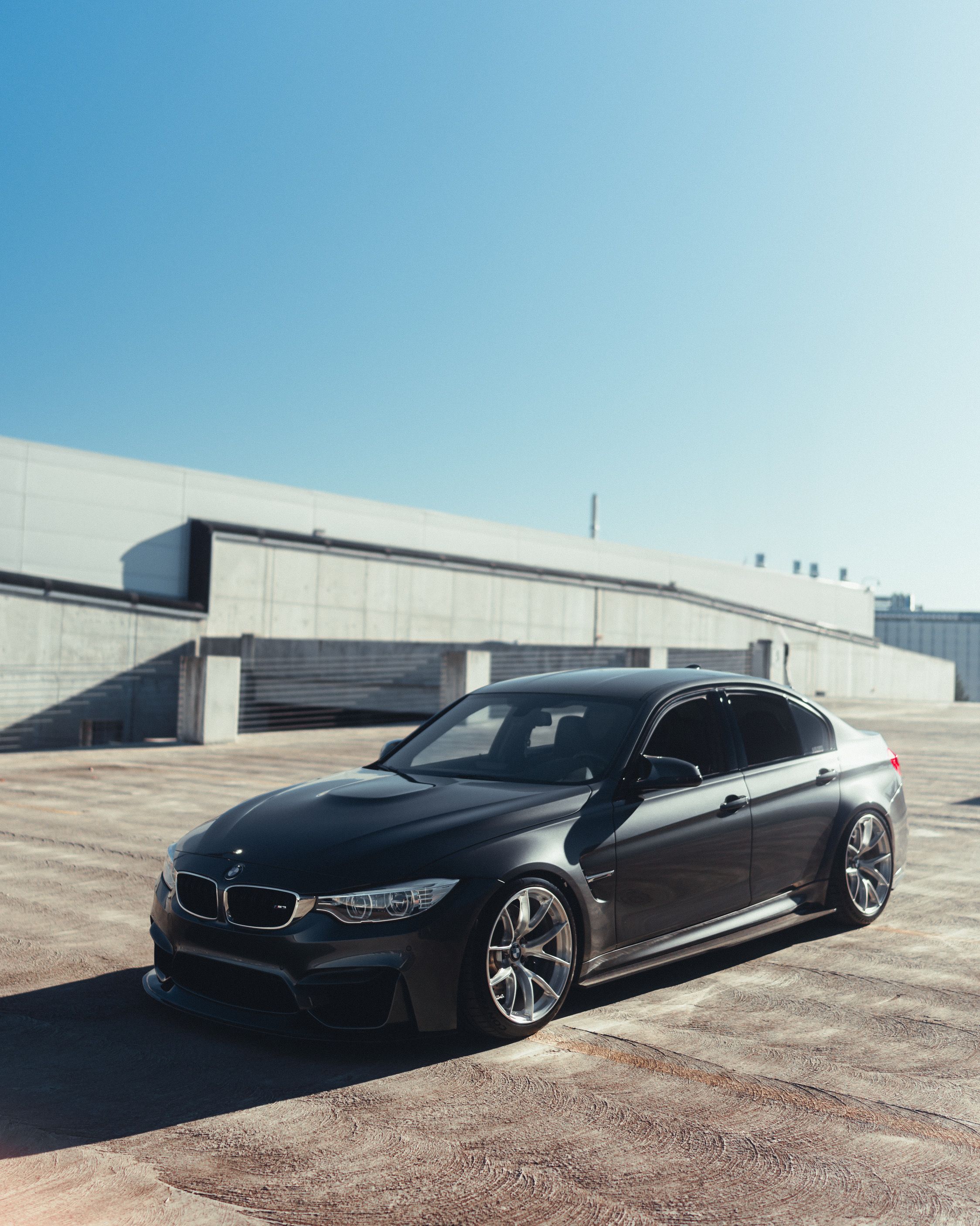 Grey BMW F80 M3 with 19" VS-5RS Apex wheels in Brushed Clear