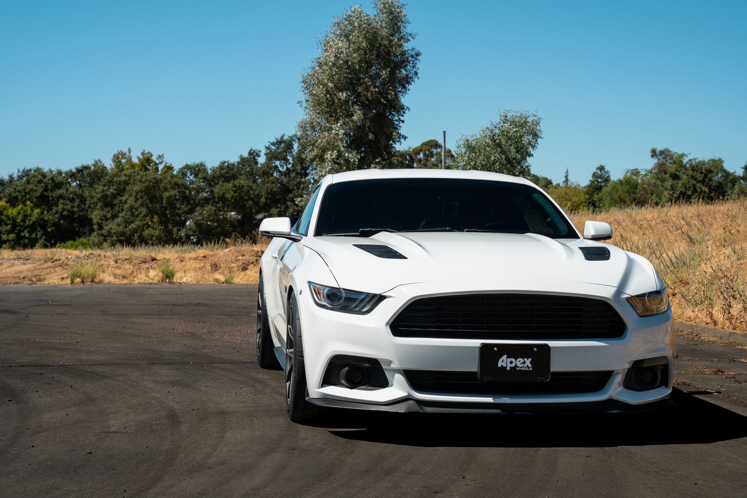 White Ford S550 Mustang GT with 18" VS-5 Apex wheels in Anthracite
