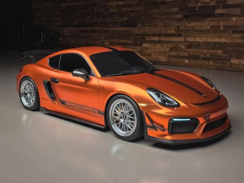 Orange Porsche Cayman - ML-10RT in Machined Lip Race Silver