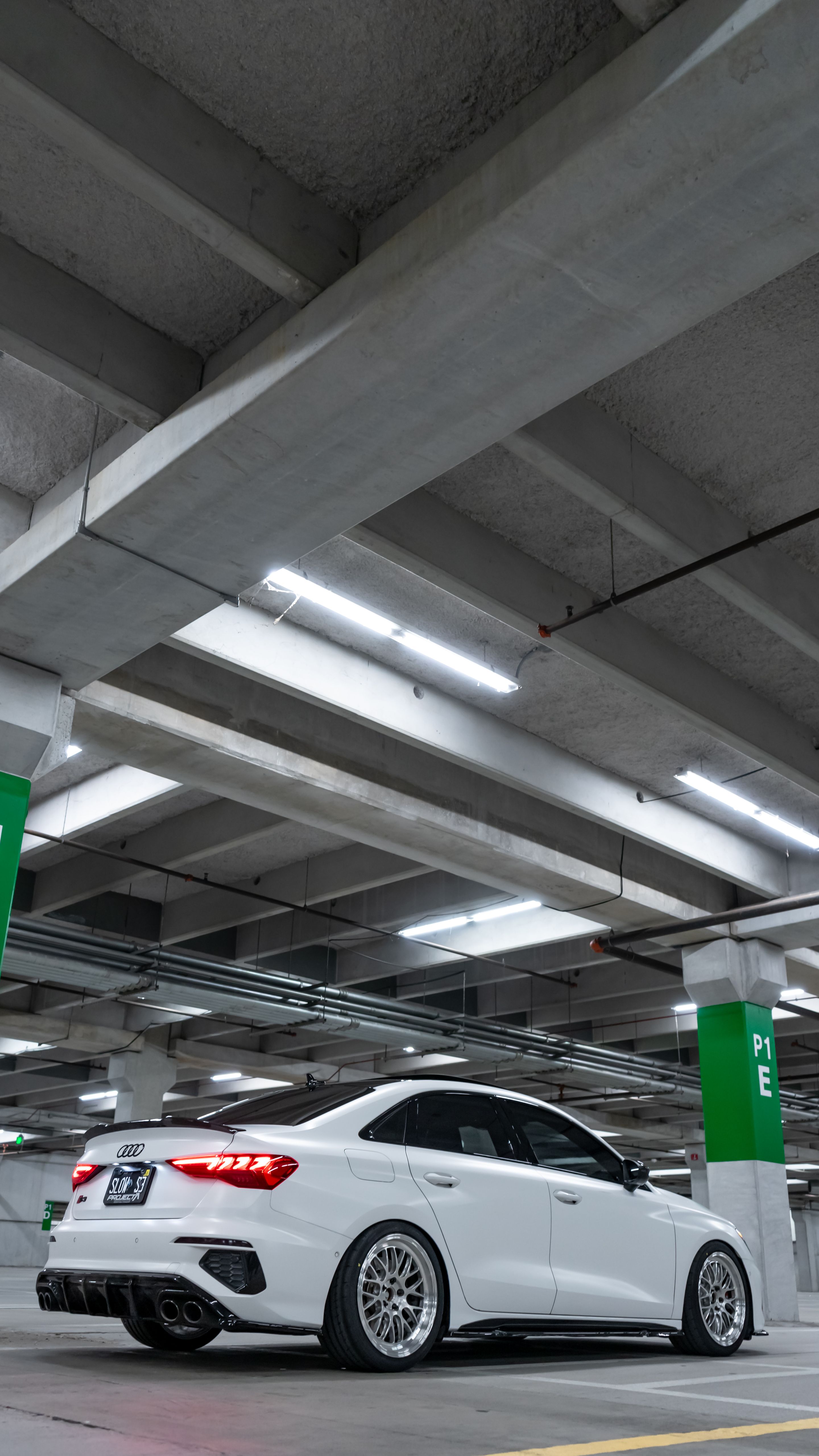 White Audi 8Y S3 with 18" ML-10RT Apex wheels in Machined Lip Brushed Clear