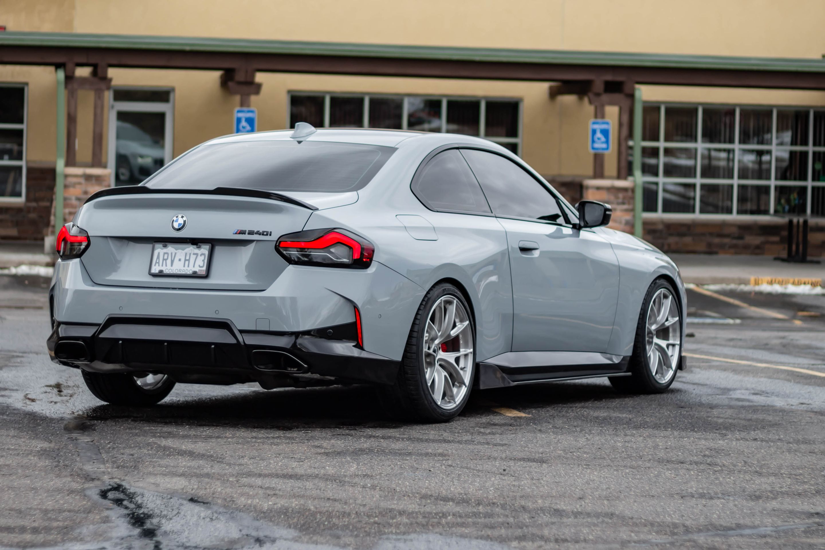 Grey BMW G42 2 Series with 19" VS-5RS Apex wheels in Brushed Clear