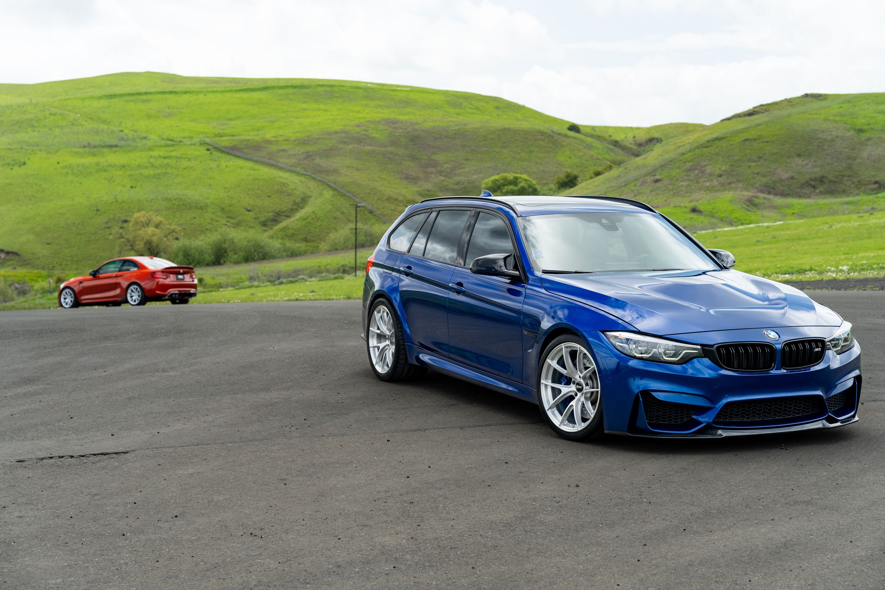 Blue BMW F80 M3 with 19" VS-5RS Apex wheels in Brushed Clear