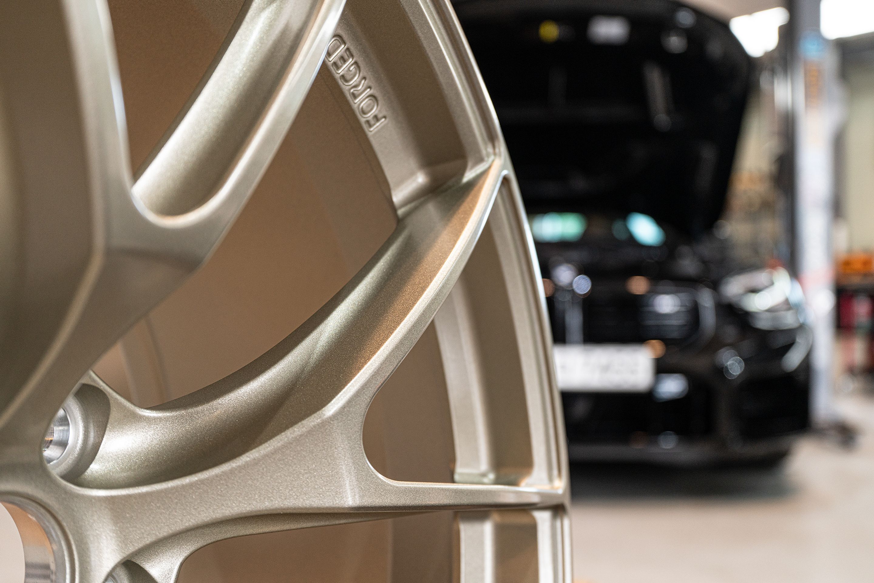 Black BMW G87 M2 with 19" VS-5RS Apex wheels in Motorsport Gold