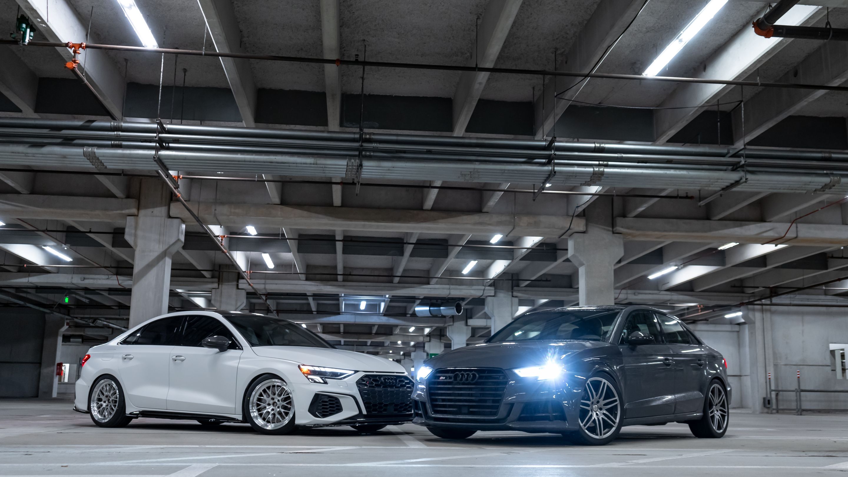 White Audi 8Y S3 with 18" ML-10RT Apex wheels in Machined Lip Brushed Clear