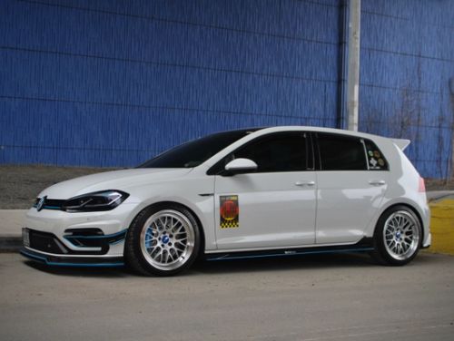 White VW Golf R - ML-10RT in Machined Lip Brushed Clear