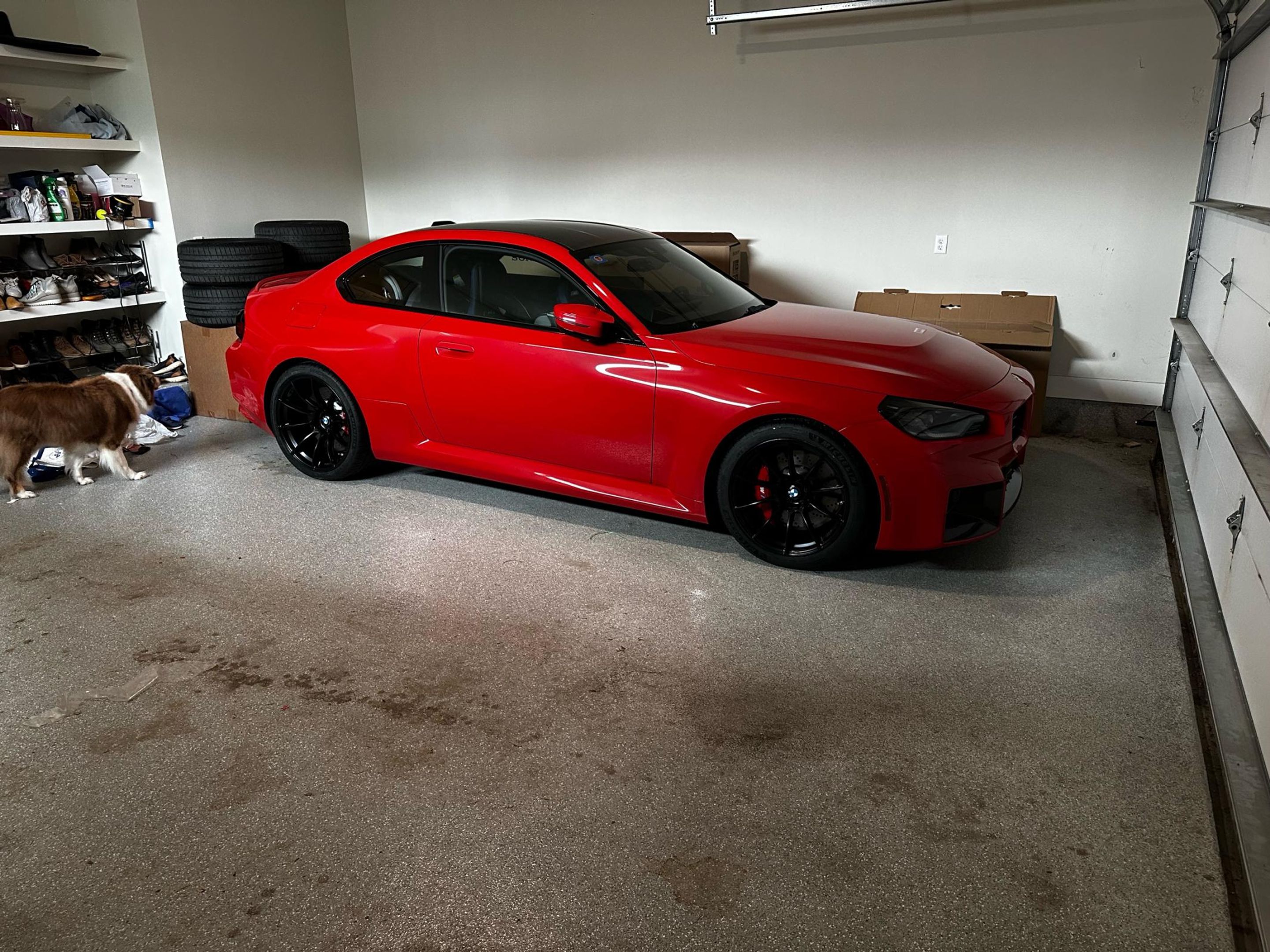 Red BMW G87 M2 with 19"/20" SM-10RS Apex wheels in Satin Black