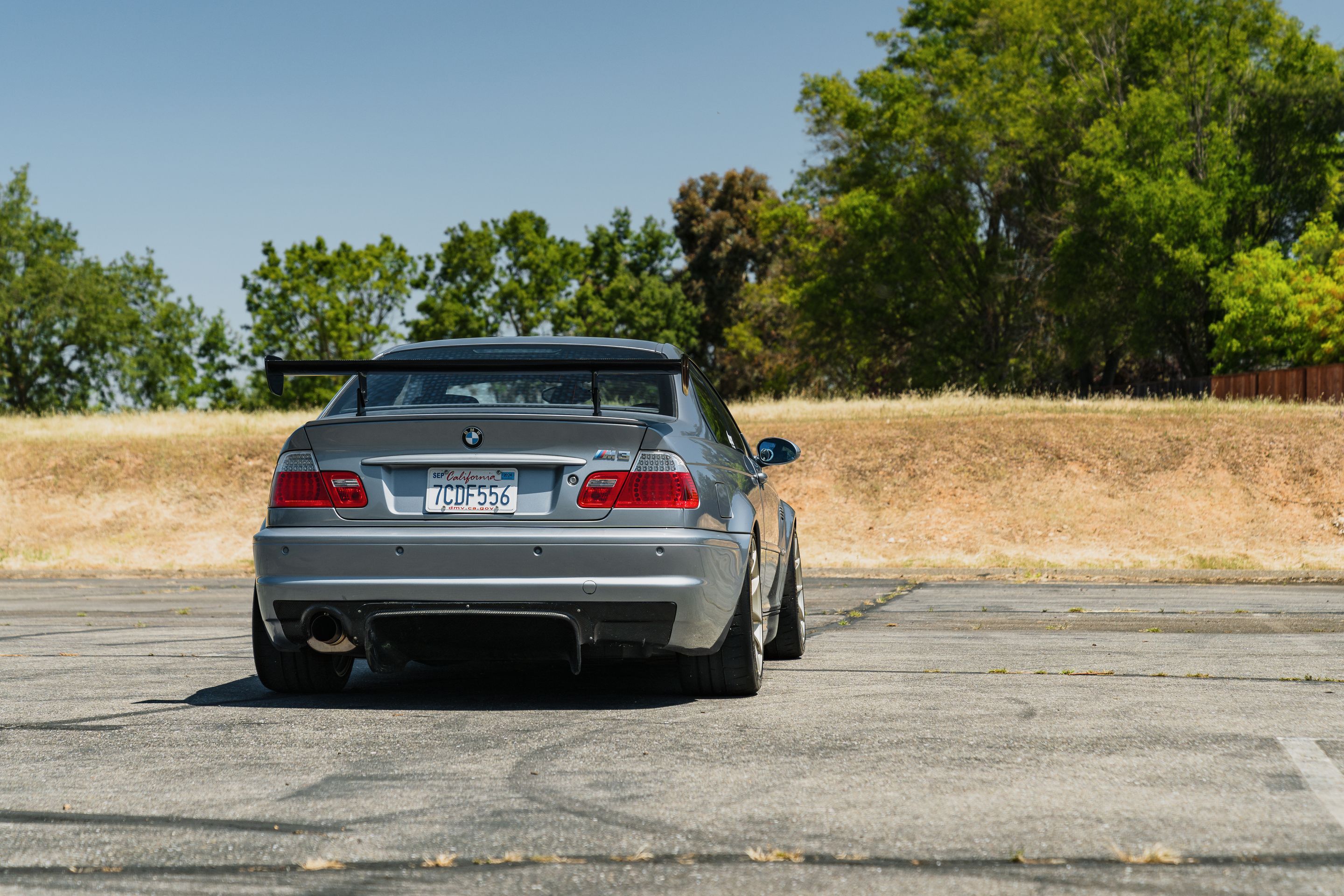Grey BMW E46 M3 with 18" VS-5RS Apex wheels in Motorsport Gold