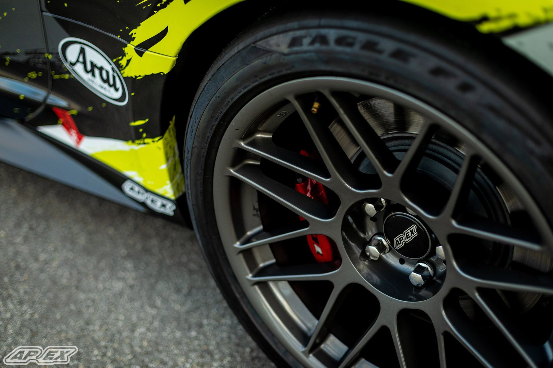 Multicolor Chevrolet 6th Gen Camaro ZL1 1LE with 19" ARC-8 Apex wheels in Anthracite