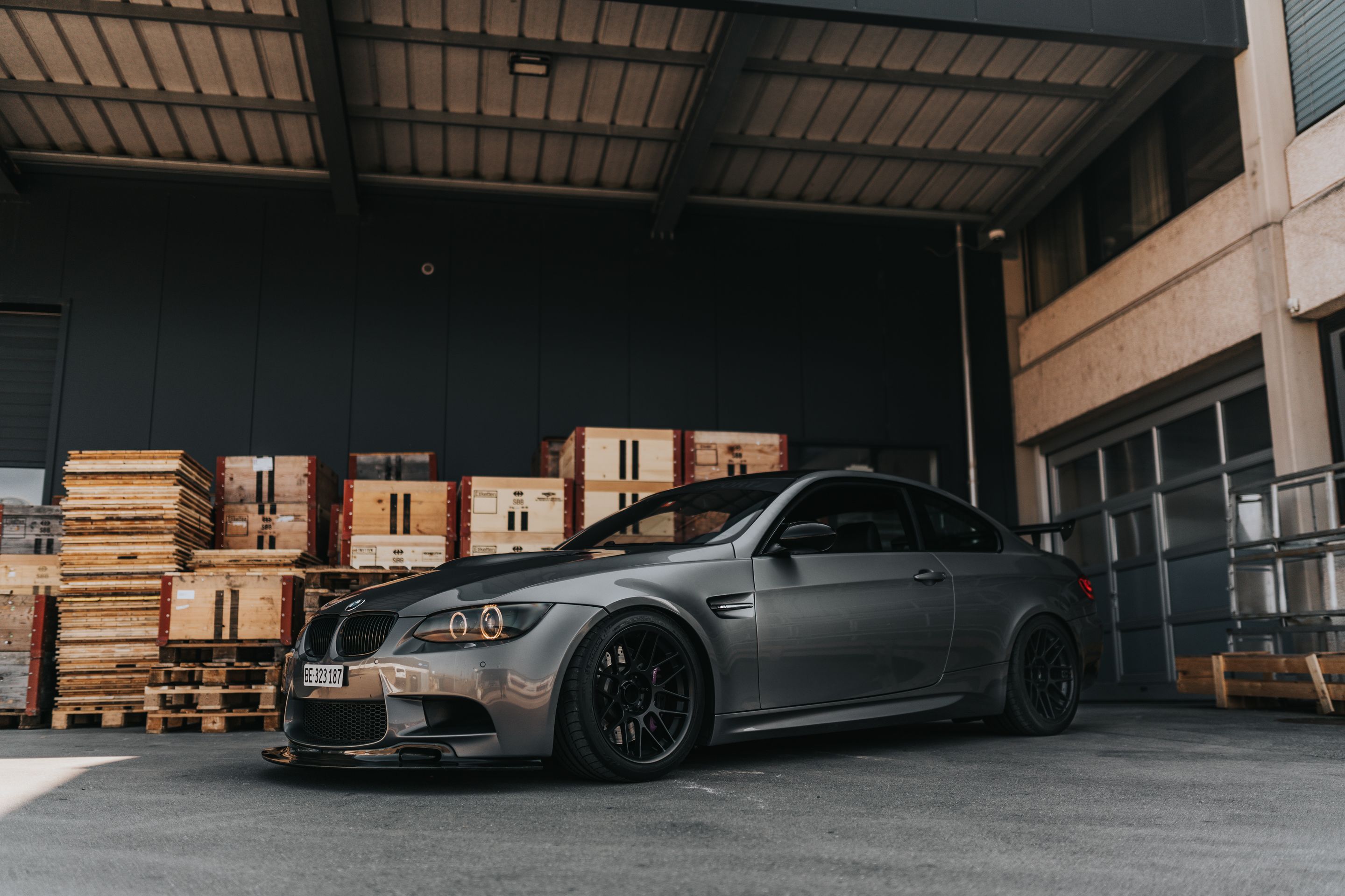 Grey BMW E92 Coupe M3 with 18" ARC-8 Apex wheels in Satin Black