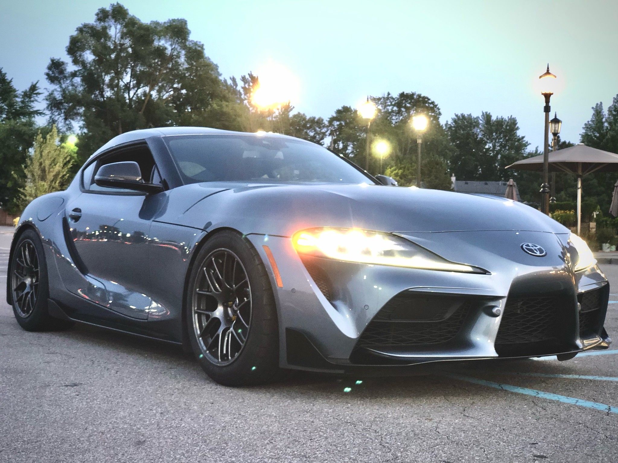 Grey Toyota GR Supra with 18" SM-10 Apex wheels in Anthracite