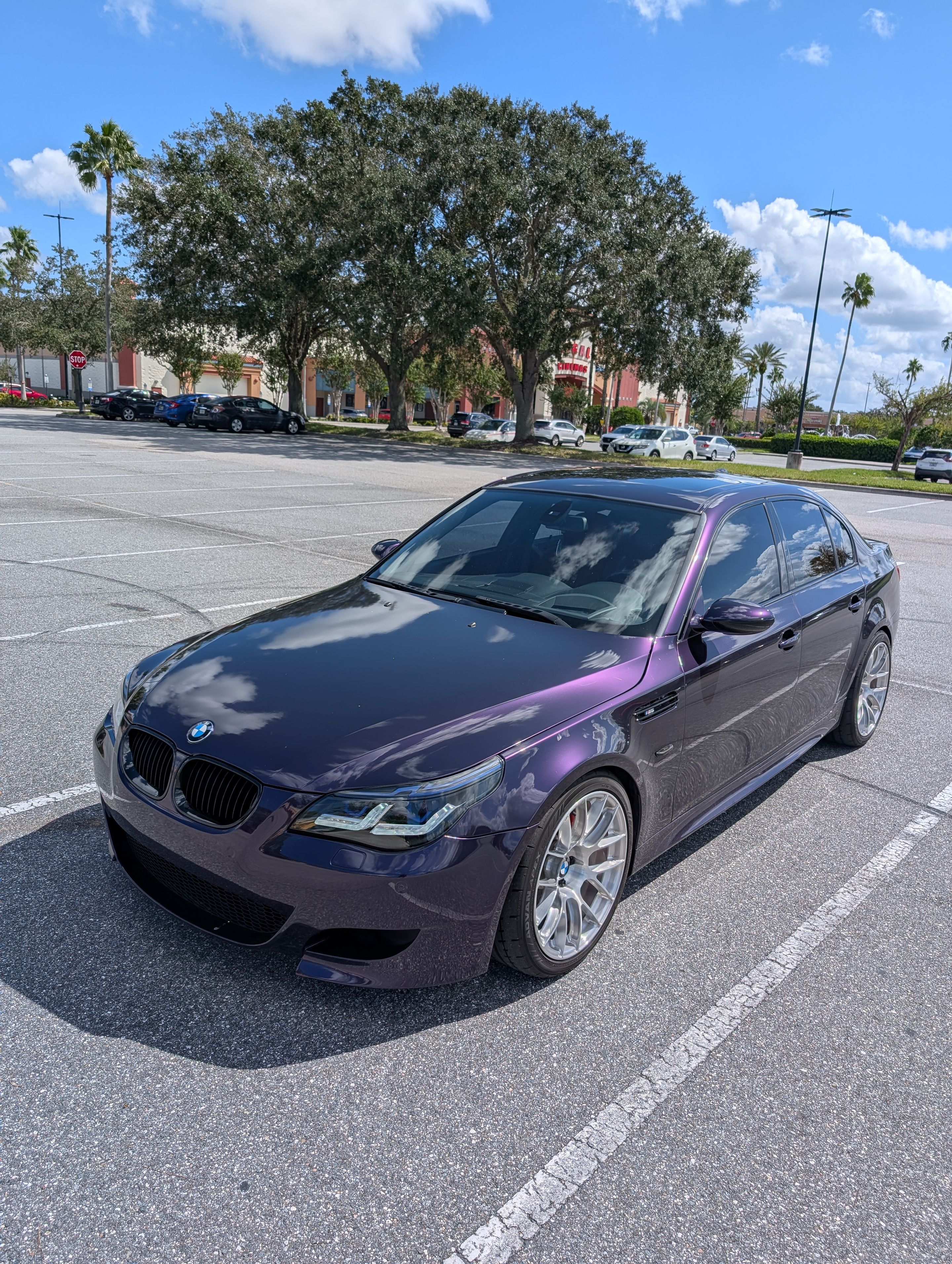 Purple BMW E60 M5 with 19" EC-7RS Apex wheels in Brushed Clear