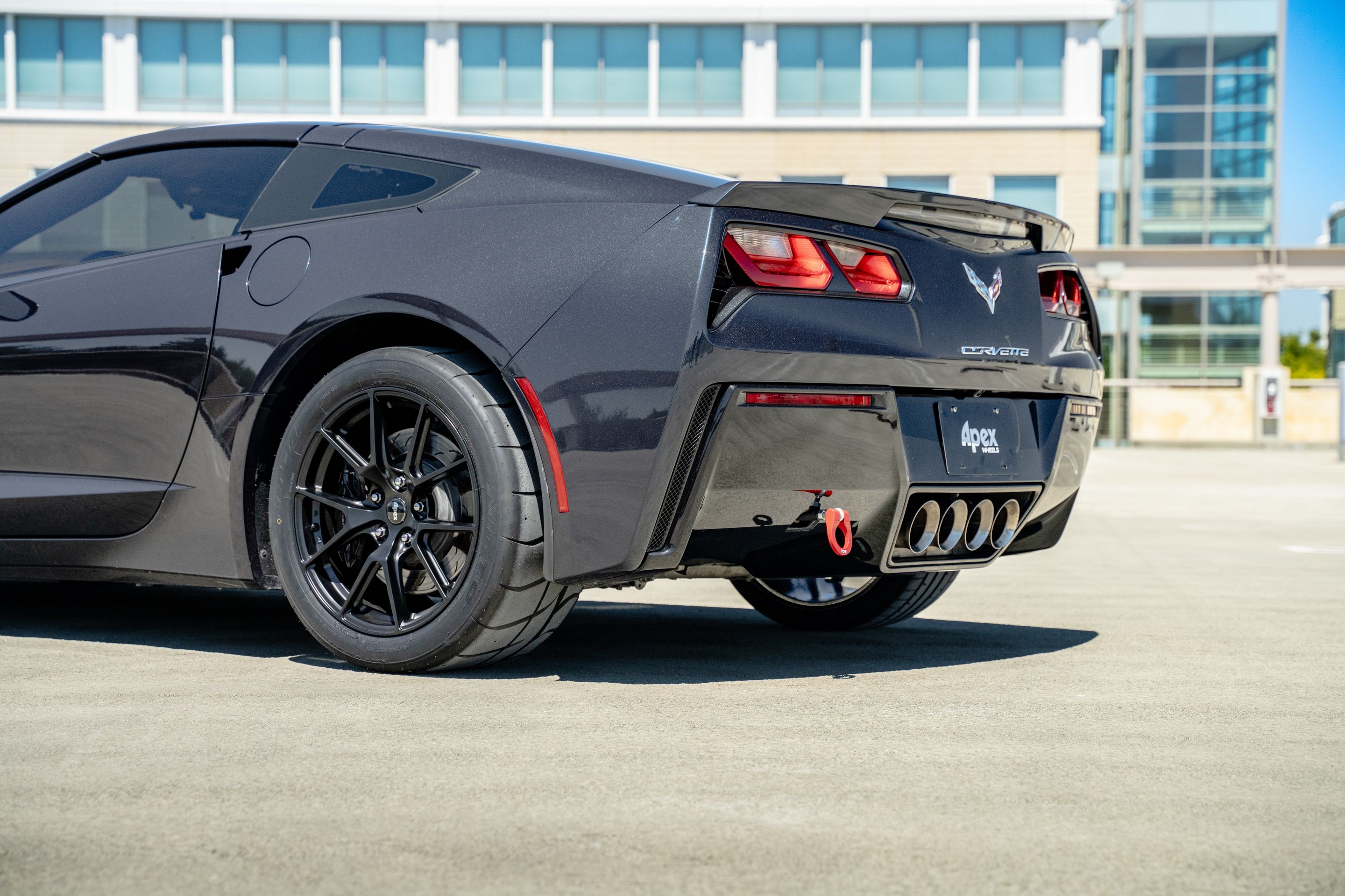 Grey Chevrolet C7 Corvette Stingray/Z51 with 18" VS-5 Apex wheels in Satin Black