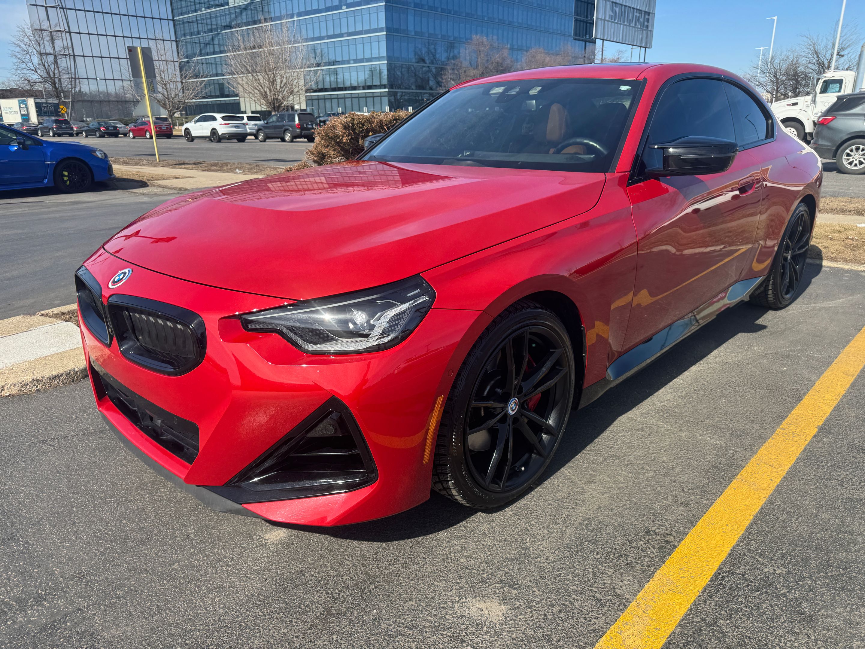 Red BMW G42 2 Series with 19" VS-5 Apex wheels in Satin Black