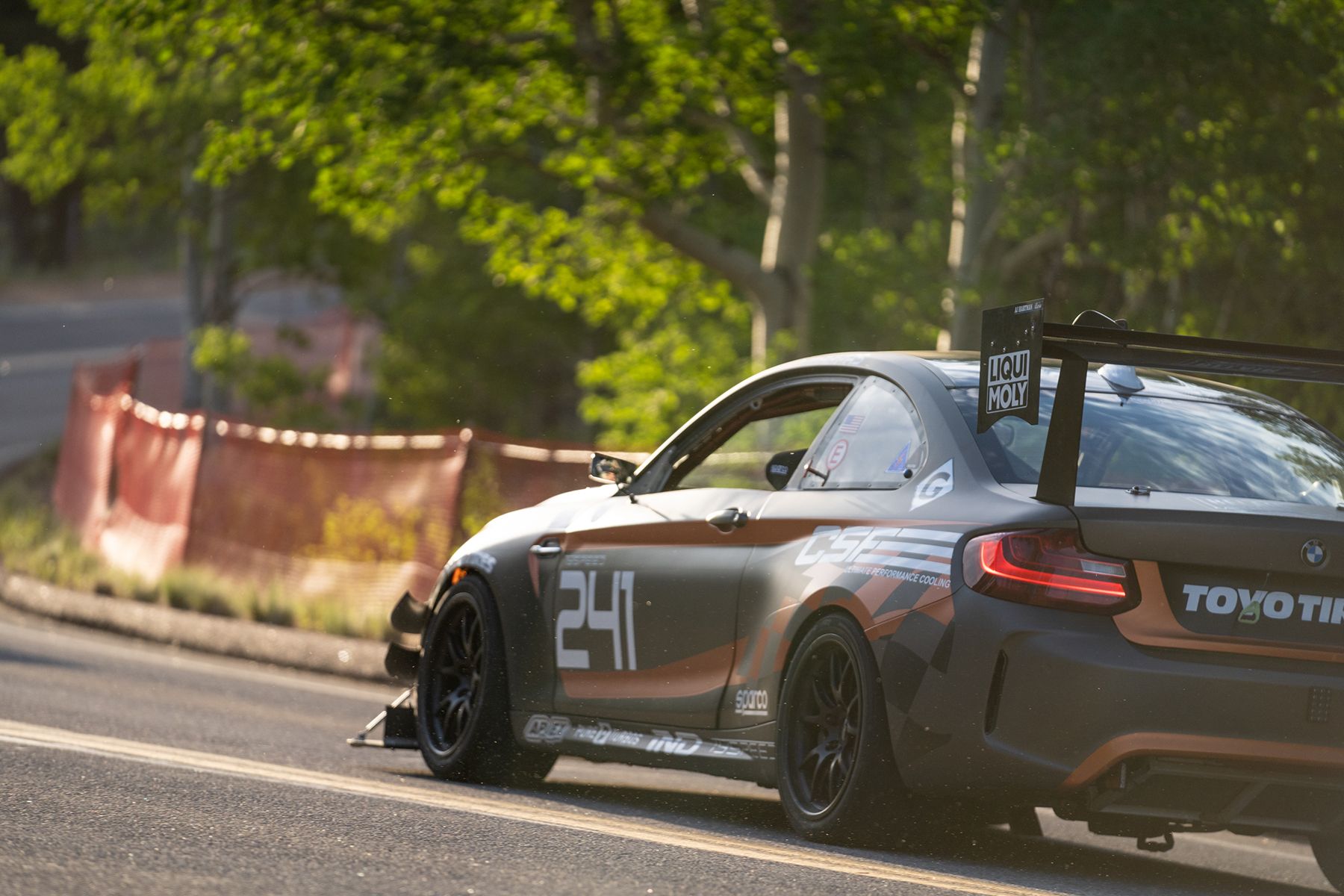 Grey BMW F87 M2 with 18" FL-5 Apex wheels in Satin Black