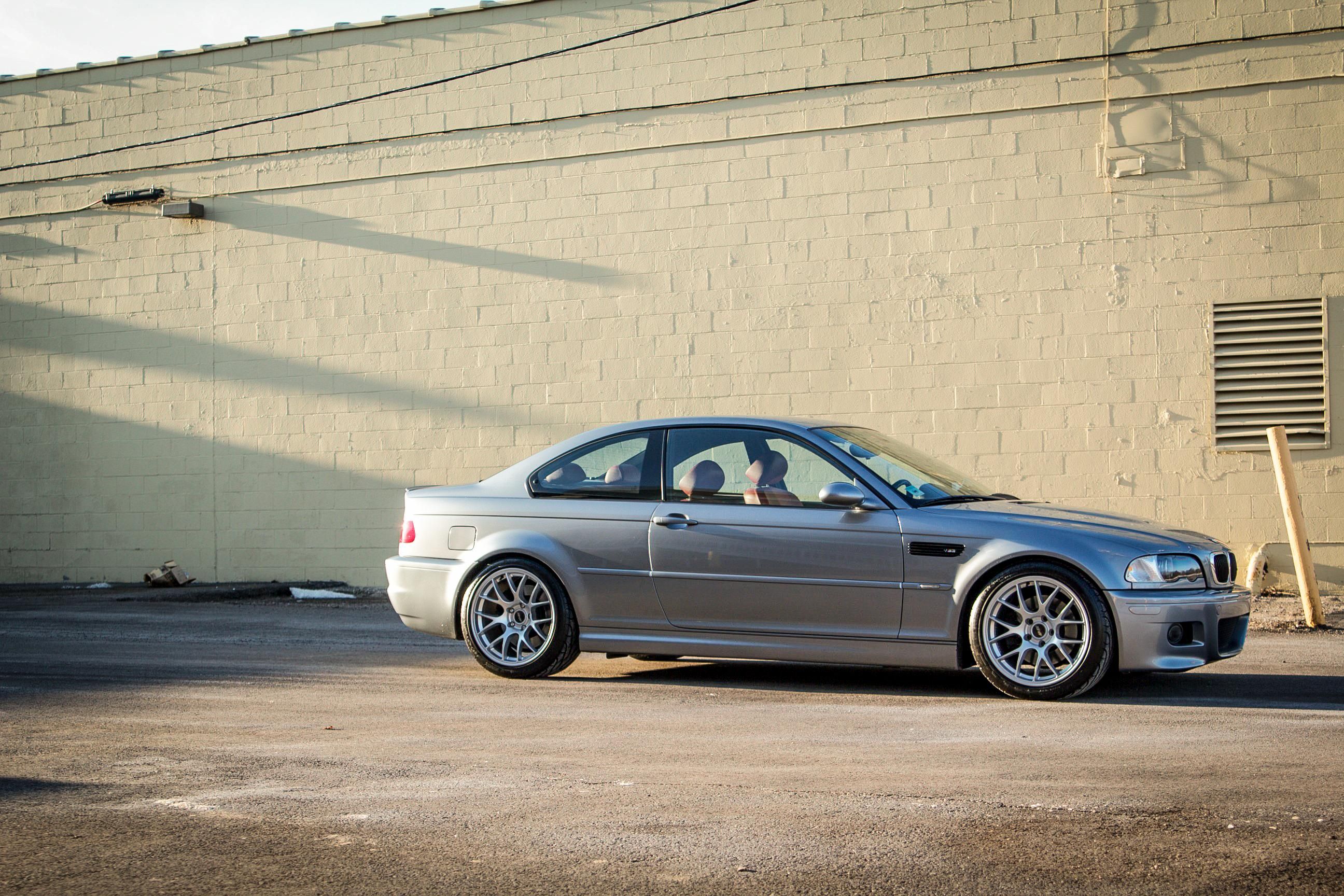 Silver BMW E46 M3 with 18" EC-7 Apex wheels in Race Silver