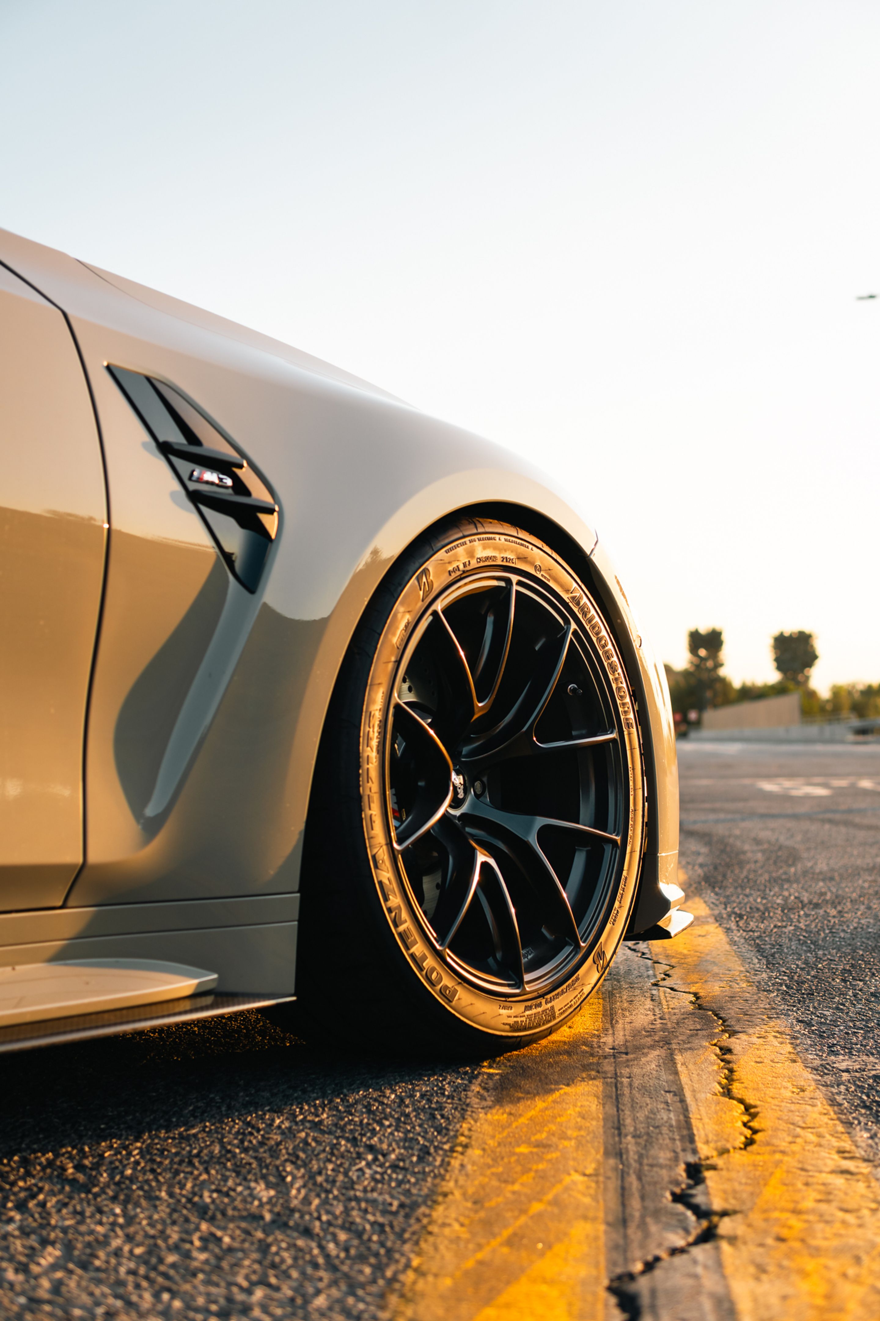 Grey BMW G80 M3 with 19" VS-5RS Apex wheels in Satin Black
