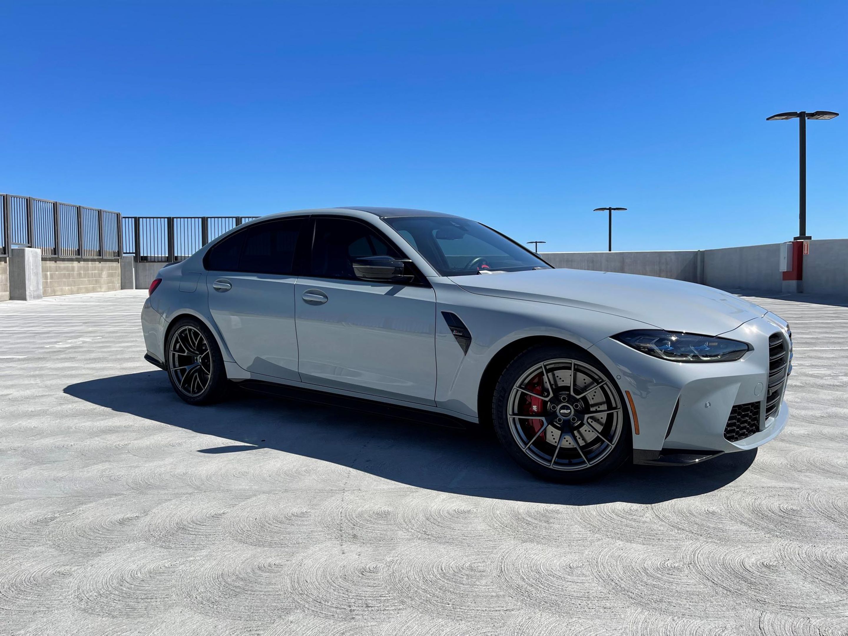 Grey BMW G80 M3 with 19" VS-5RS Apex wheels in Anthracite