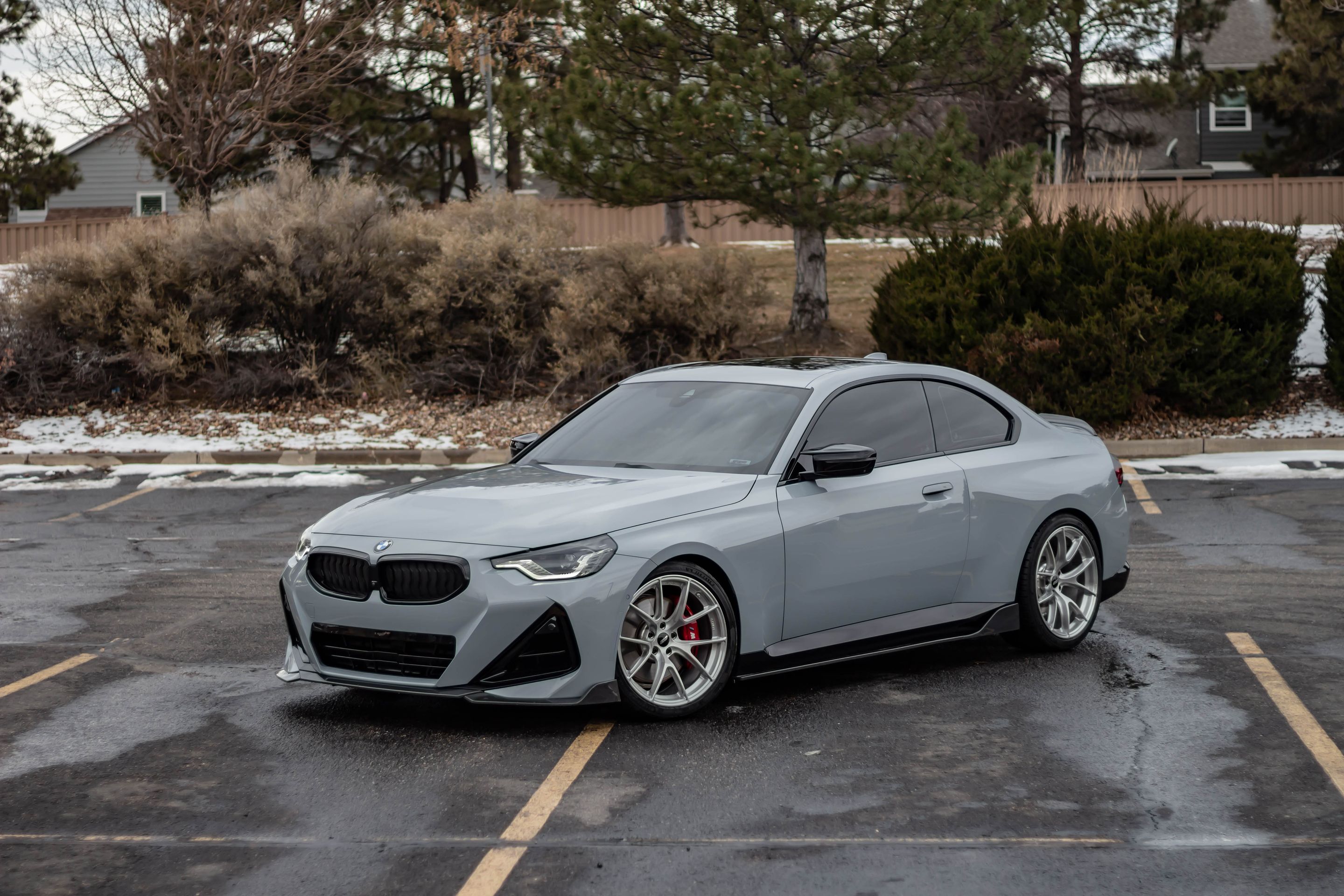Grey BMW G42 2 Series with 19" VS-5RS Apex wheels in Brushed Clear