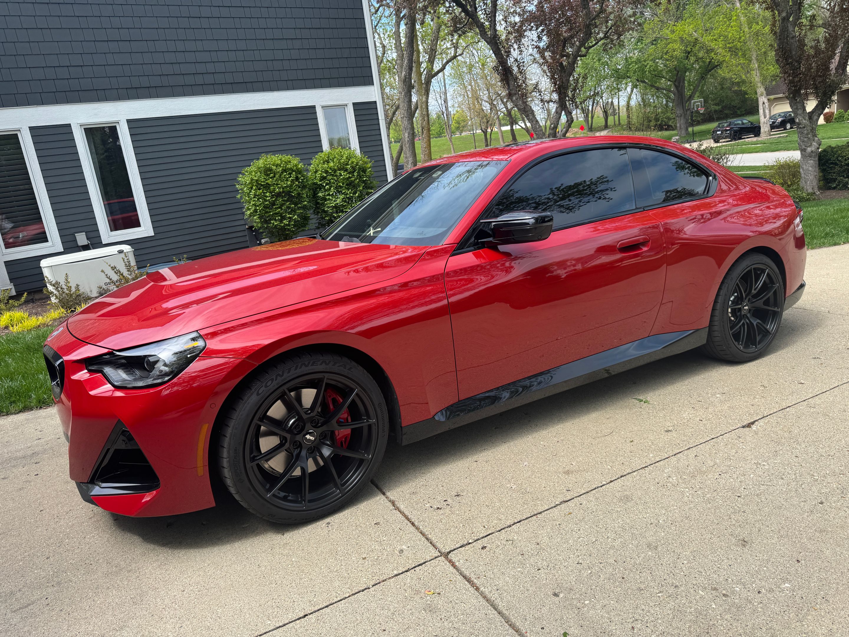 Red BMW G42 2 Series with 19" VS-5 Apex wheels in Satin Black