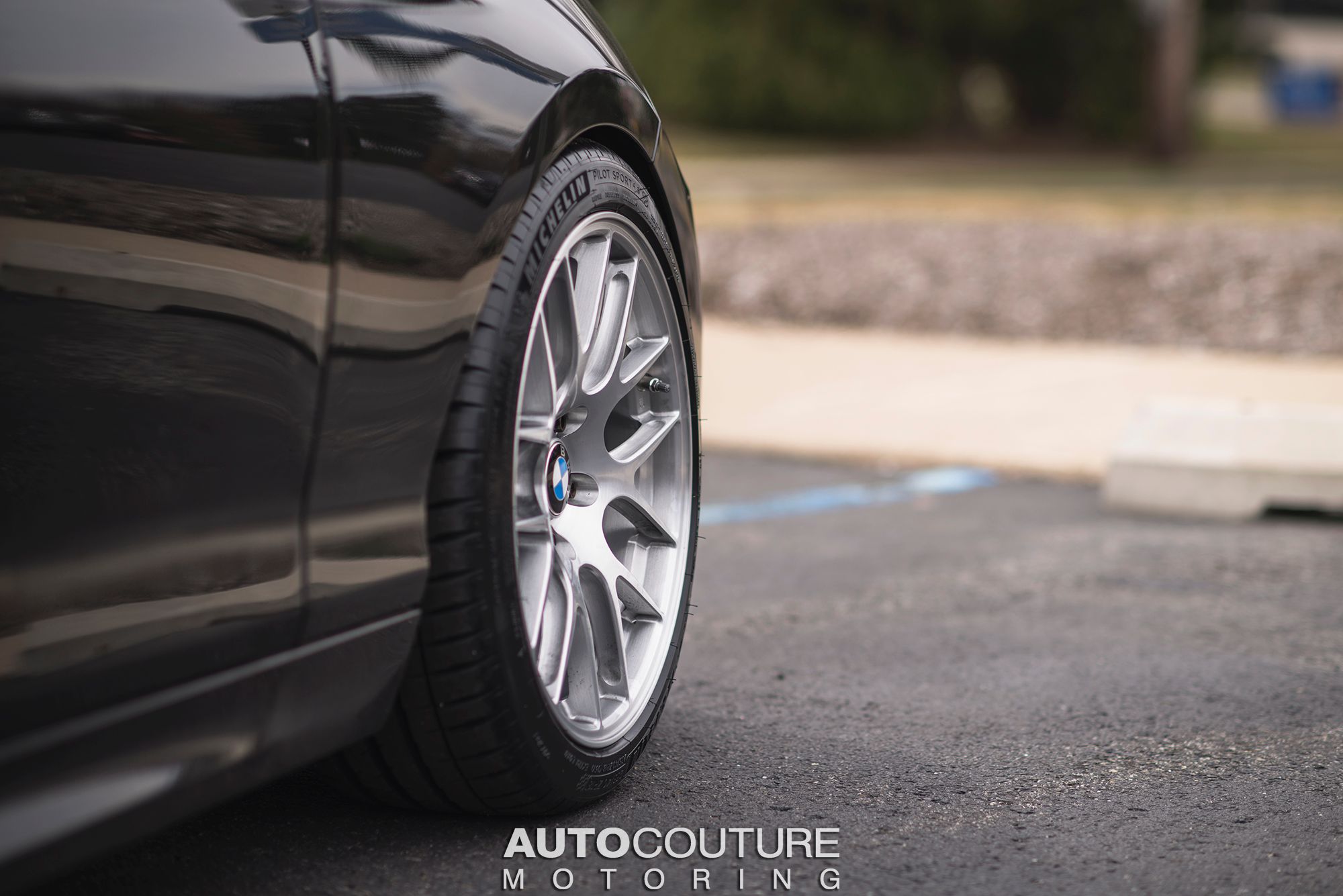 Black BMW F22 Coupe 2 Series with 18" EC-7R Apex wheels in Brushed Clear