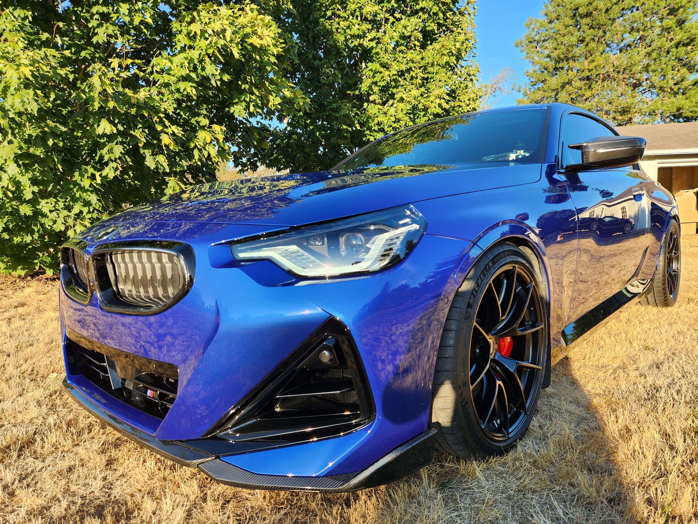 Blue BMW G42 2 Series with 19" VS-5RS Apex wheels in Satin Black