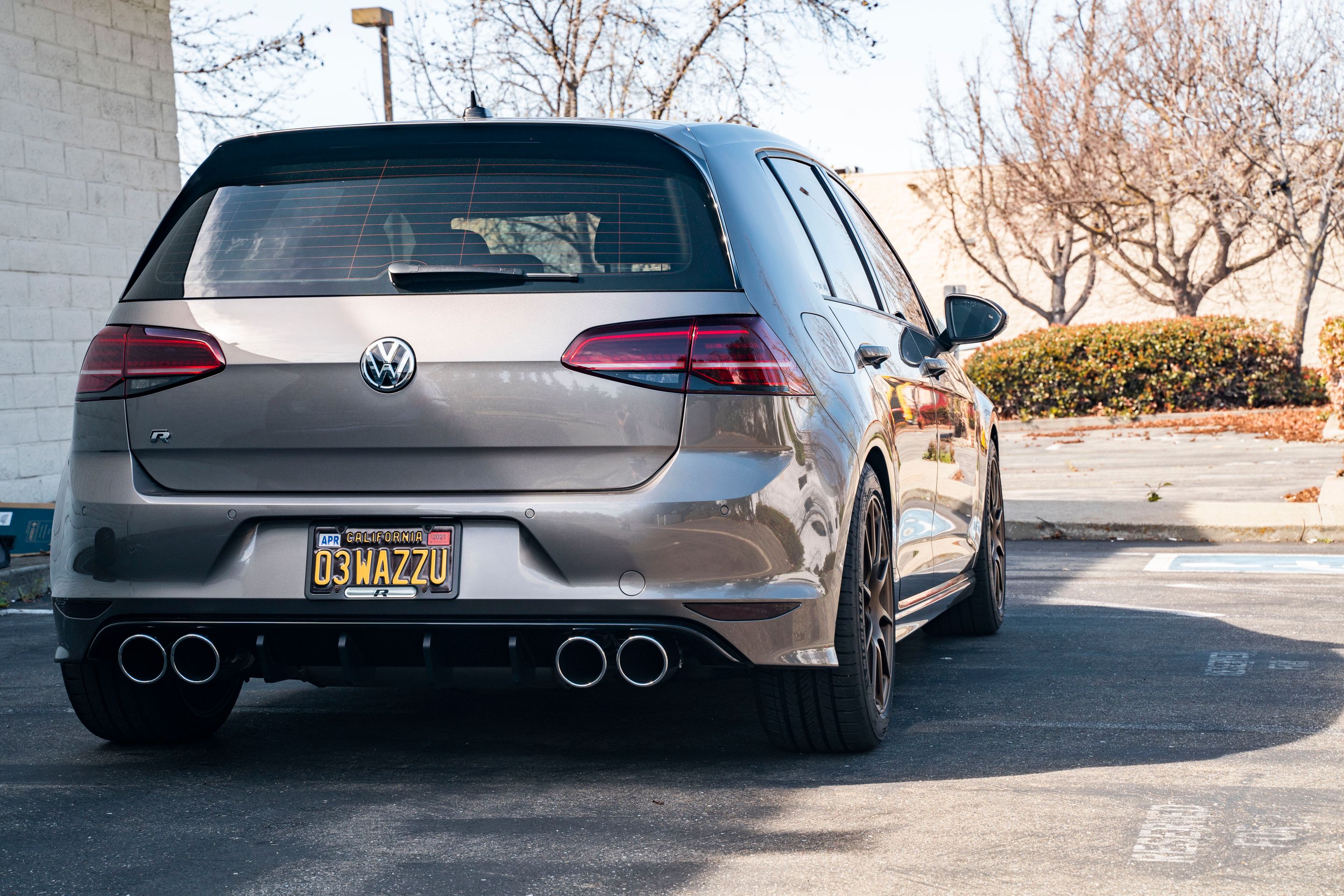 Grey VW MK7 Golf R with 17" SM-10 Apex wheels in Satin Bronze
