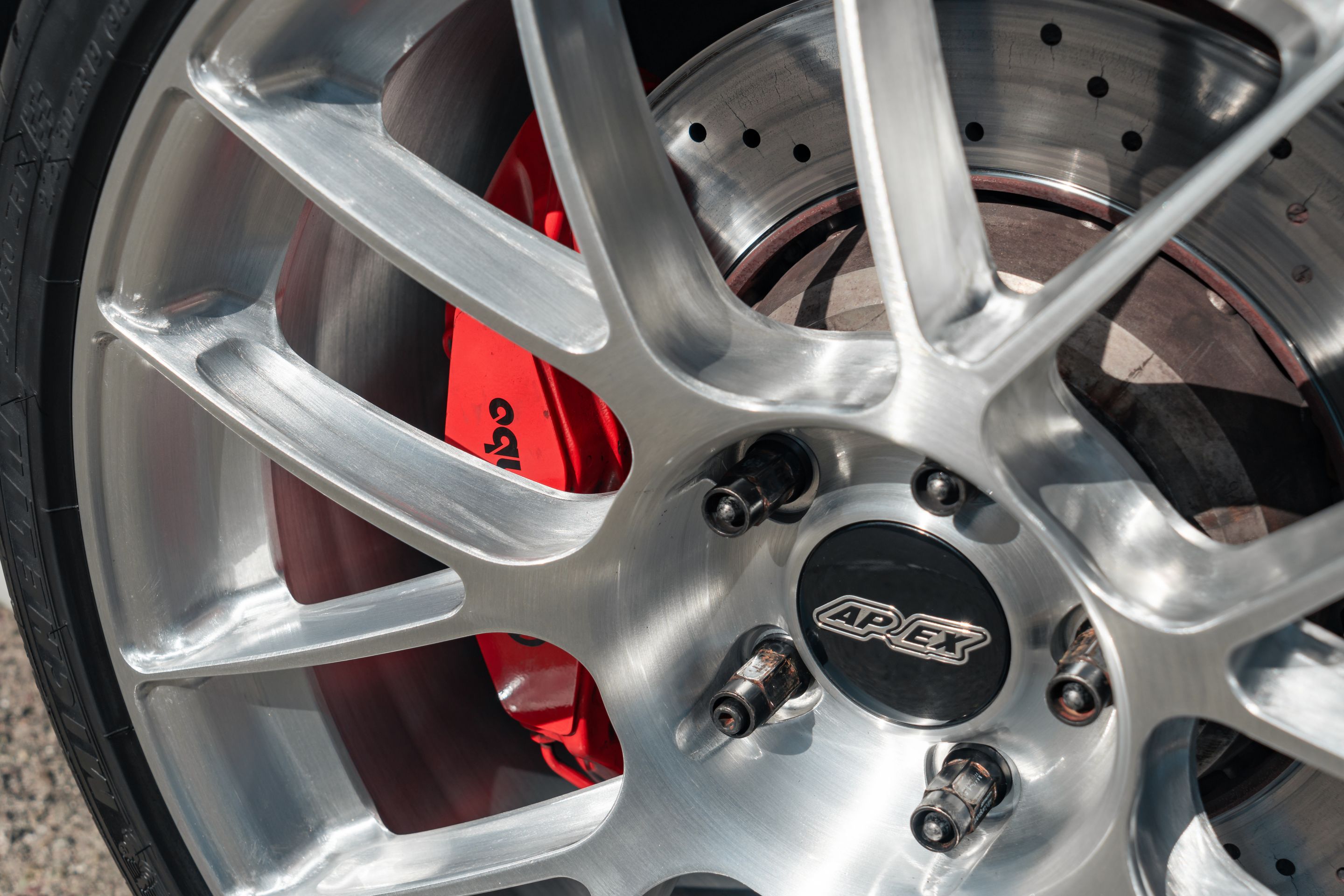 White BMW E90 Sedan M3 with 19" EC-7RS Apex wheels in Brushed Clear