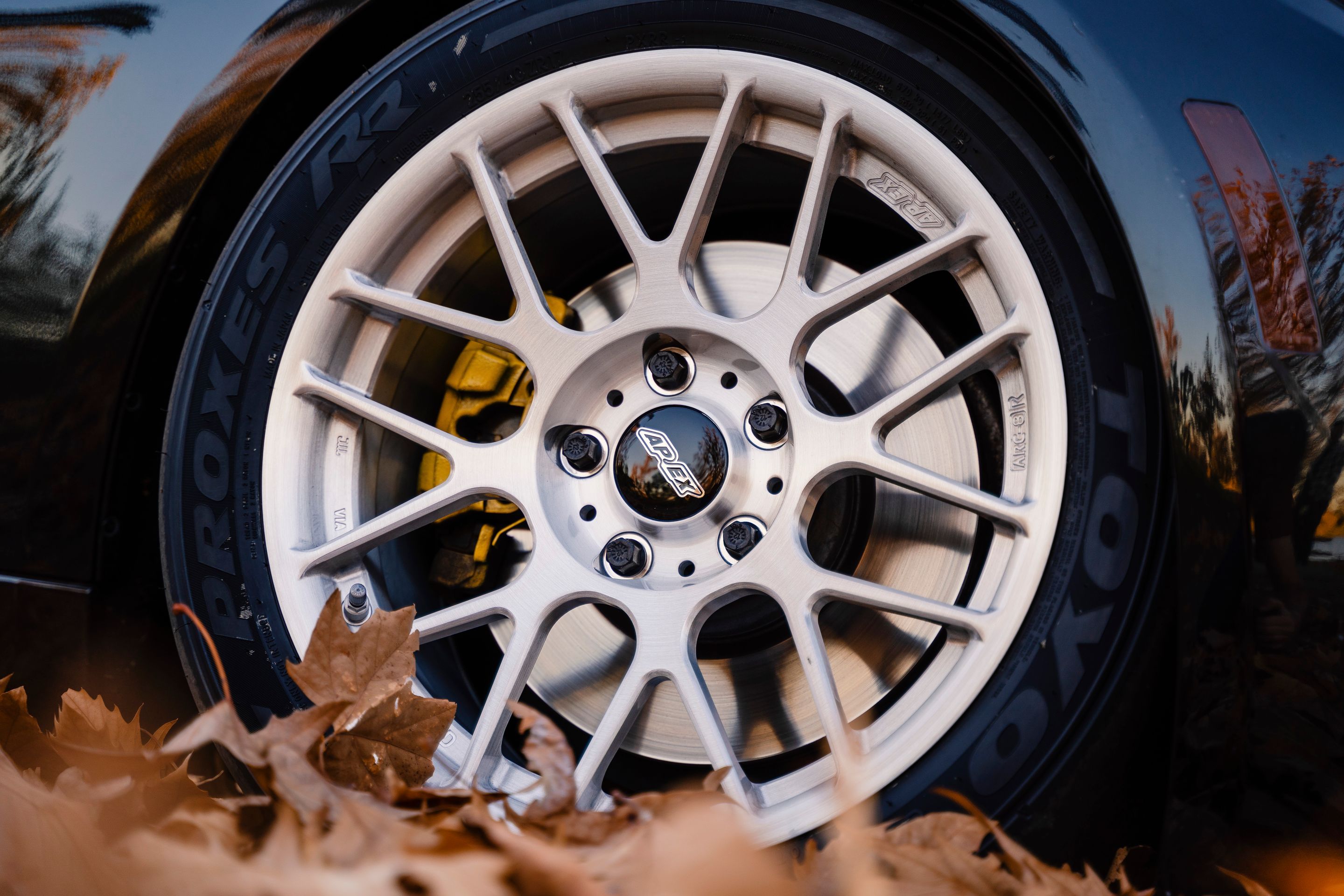 Black BMW F30 Sedan 3 Series with 17" ARC-8R Apex wheels in Brushed Clear