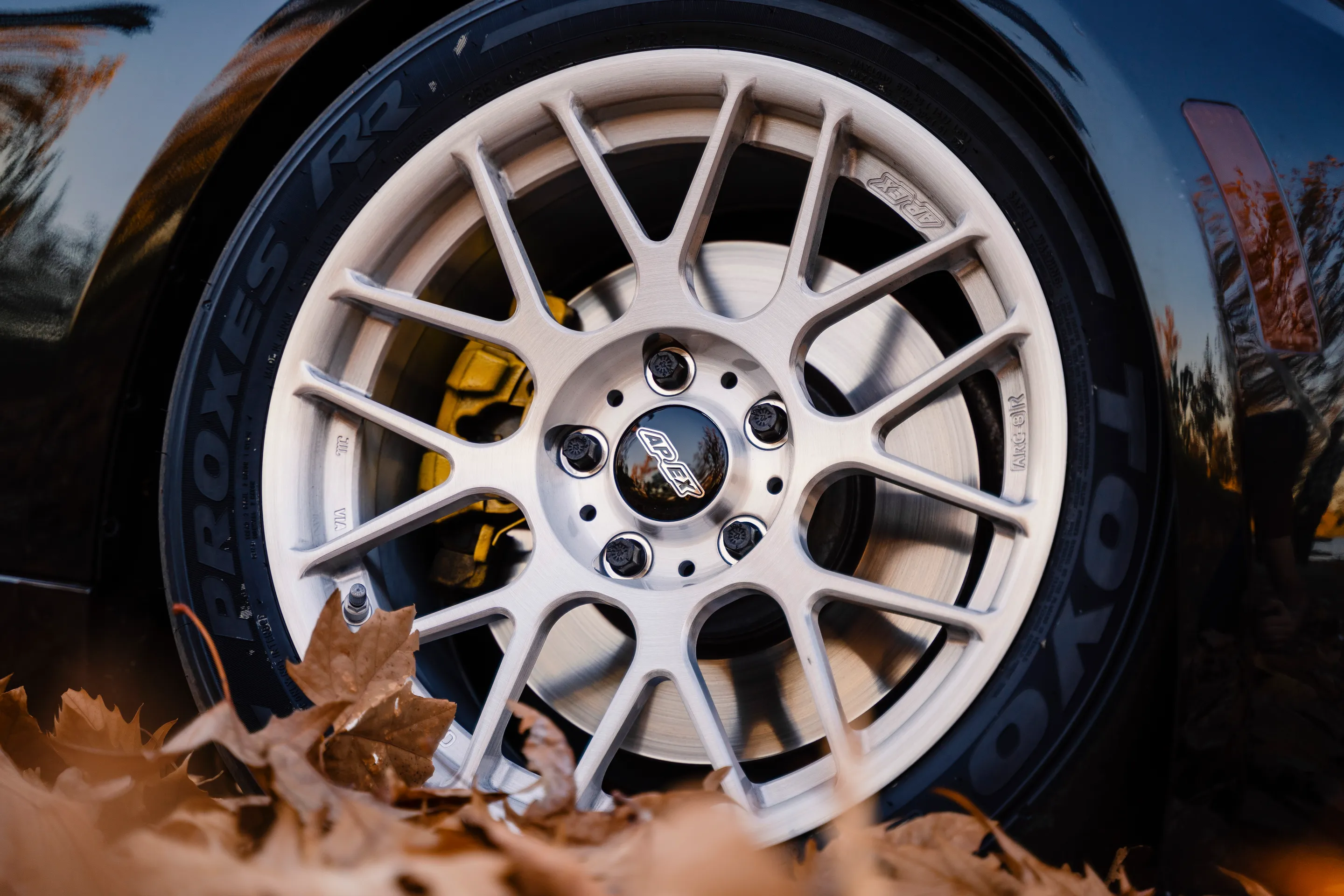 Black BMW F30 Sedan 3 Series with 17" ARC-8R Apex wheels in Brushed Clear