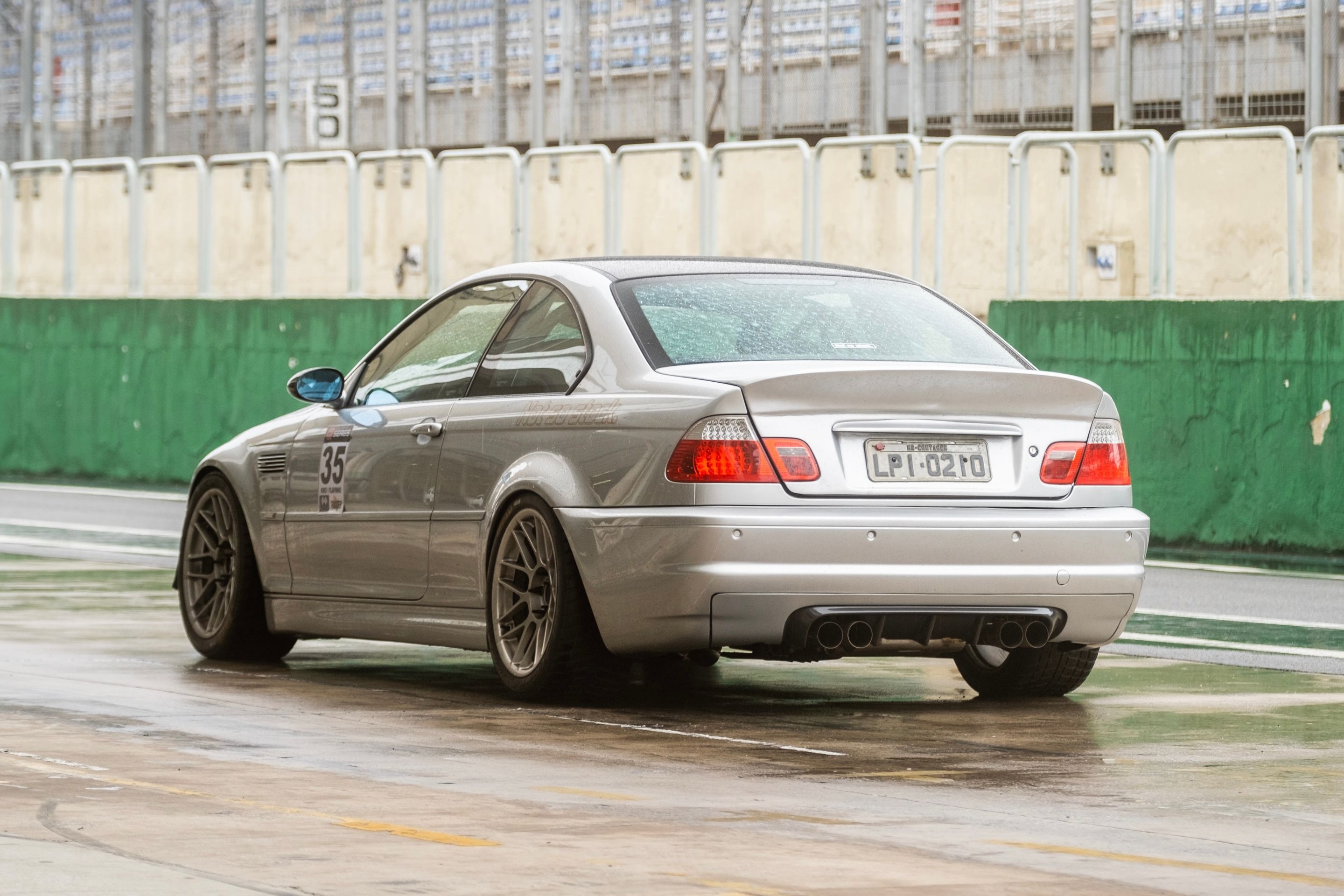 Silver BMW E46 M3 with 18" ARC-8 Apex wheels in Hyper Silver