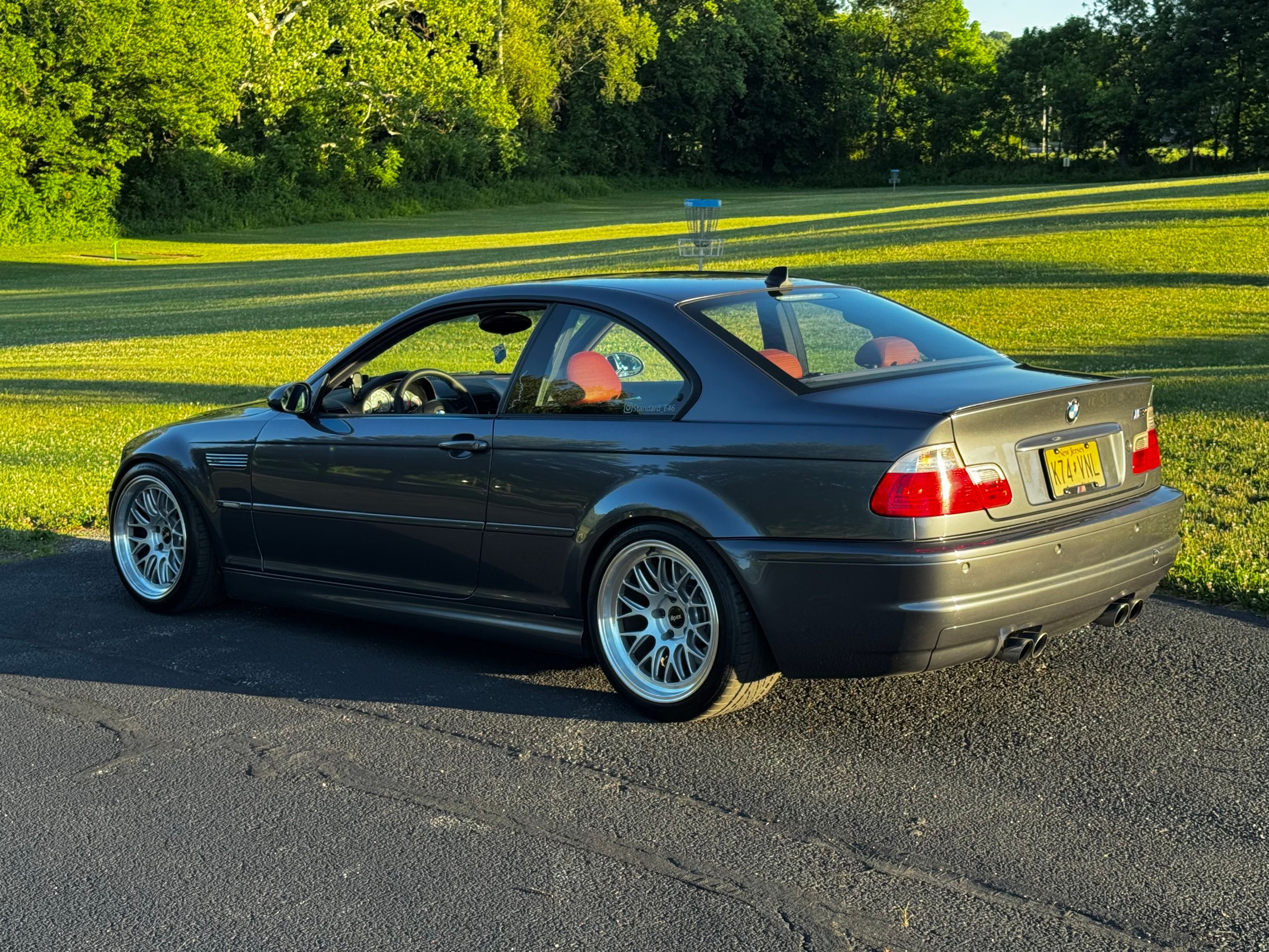 Grey BMW E46 M3 with 18" ML-10RT Apex wheels in Machined Lip Race Silver