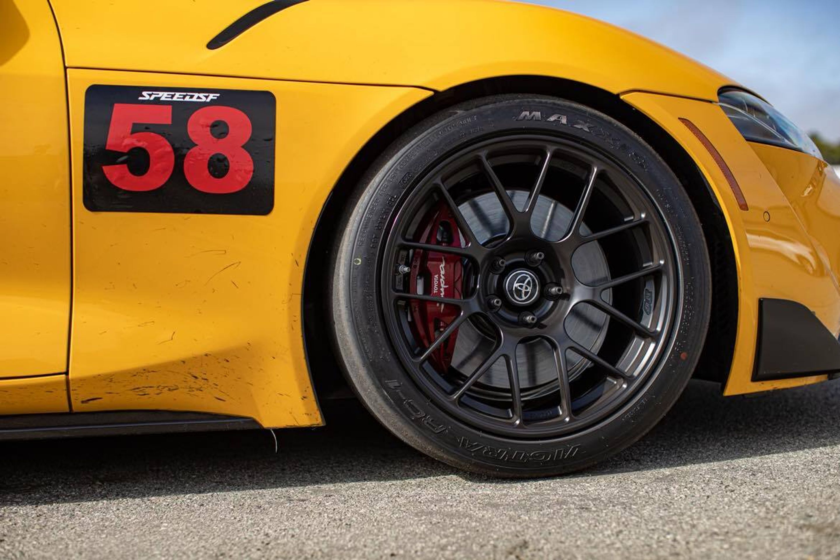 Grey Toyota GR Supra with 18" SM-10 Apex wheels in Anthracite