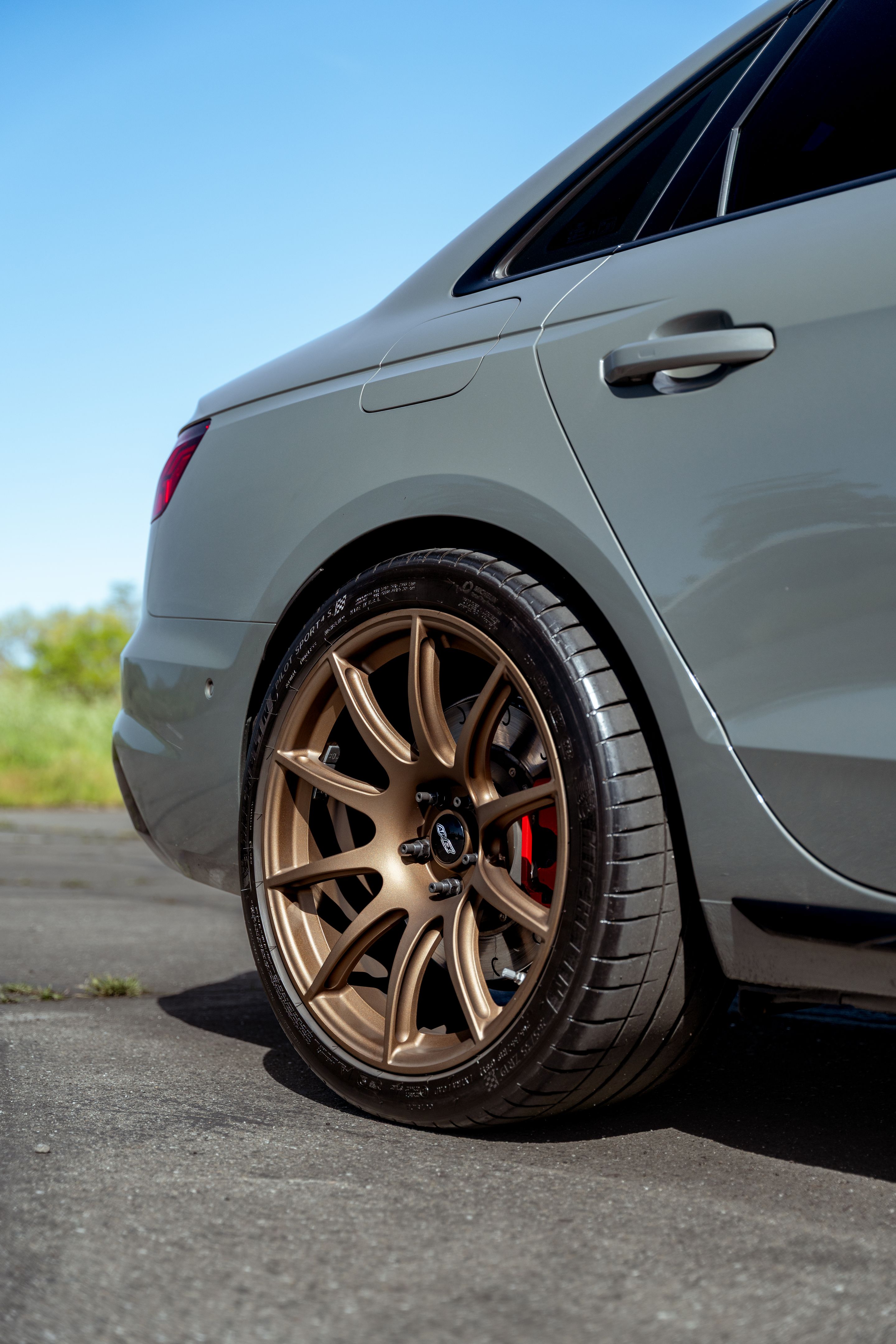 Grey Audi B9 S4 with 19" SM-10 Apex wheels in Satin Bronze
