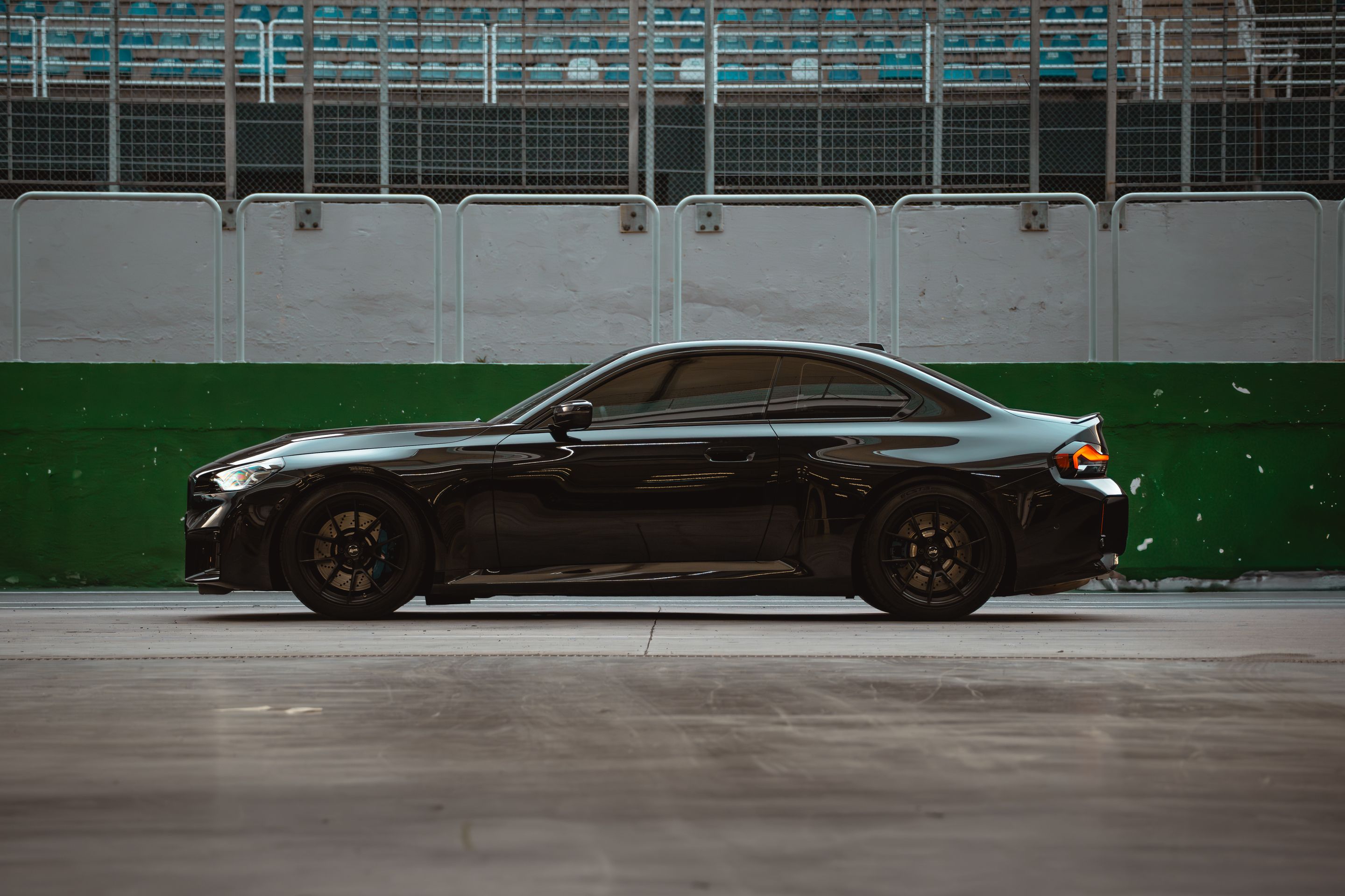 Black BMW G87 M2 with 19" VS-5RS Apex wheels in Satin Black