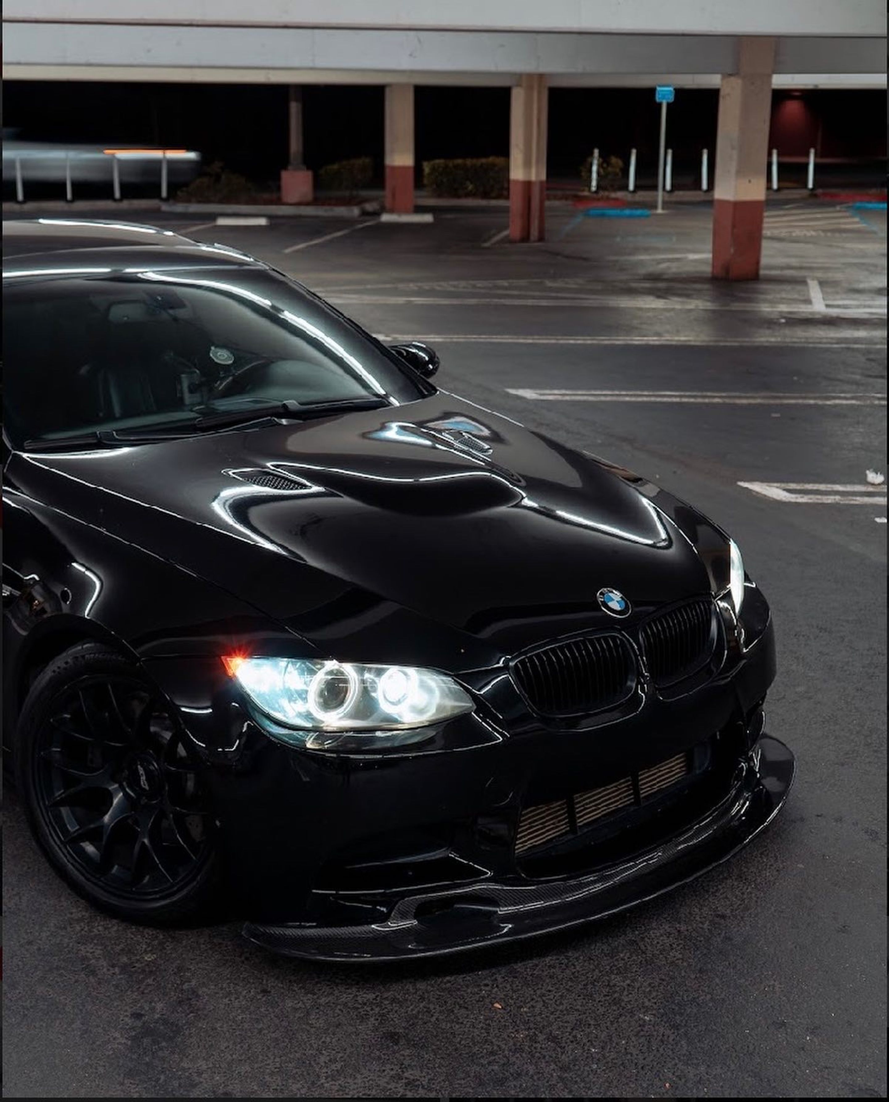 Black BMW E92 Coupe M3 with 18" EC-7 Apex wheels in Satin Black