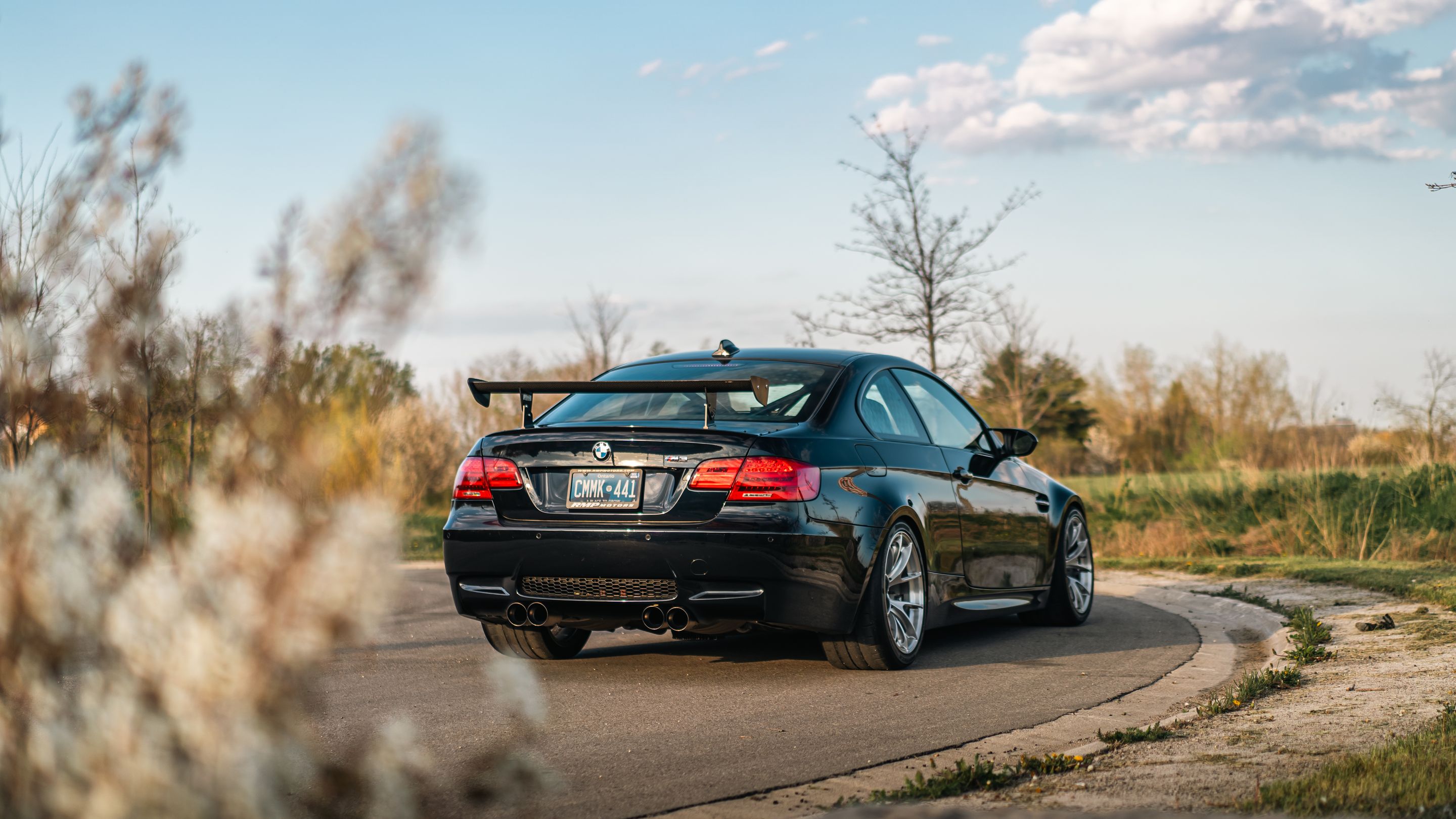 Black BMW E92 Coupe M3 with 18" VS-5RS Apex wheels in Brushed Clear